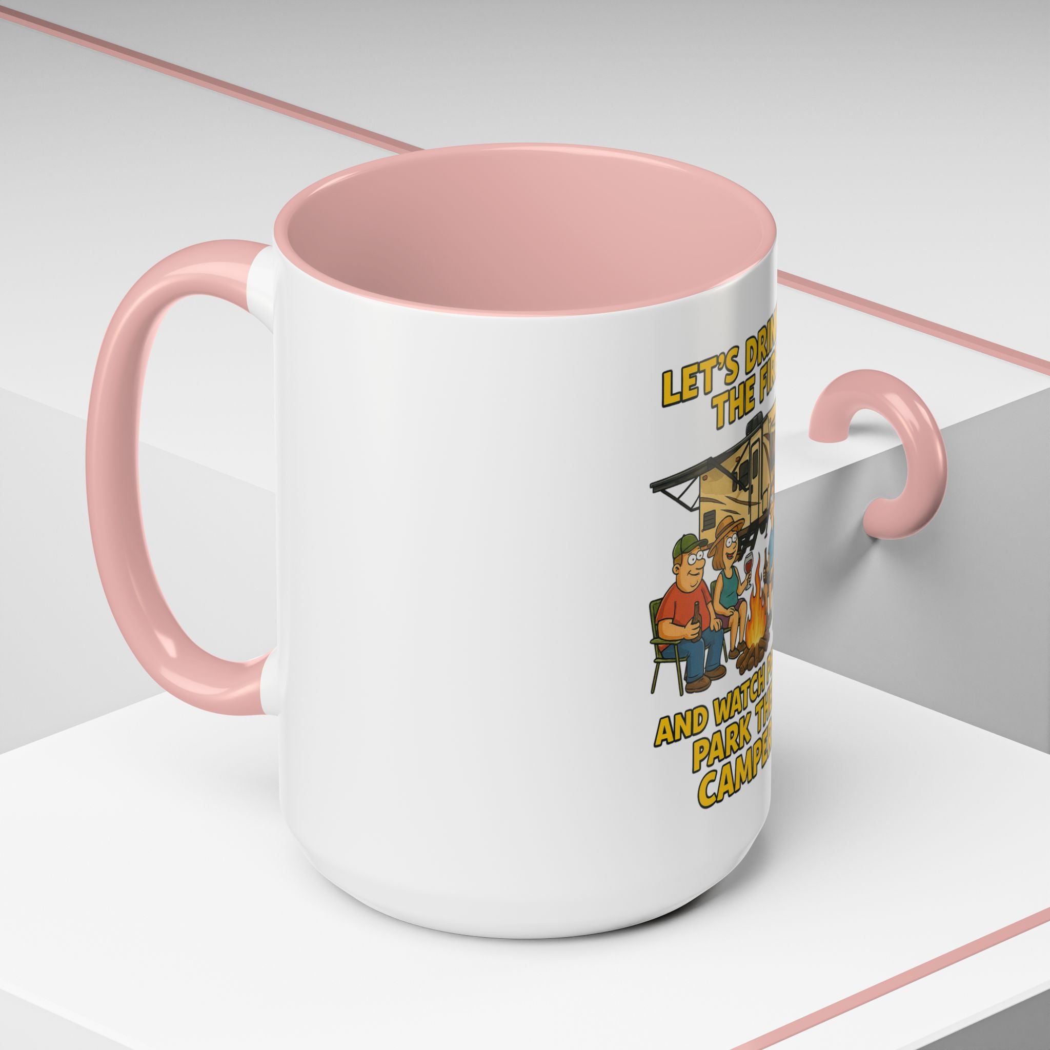 Campfire Accent Coffee Mug, Camping Gift, Outdoor Adventure Mug, RV Lovers Coffee Cup, Relaxing by the Fire