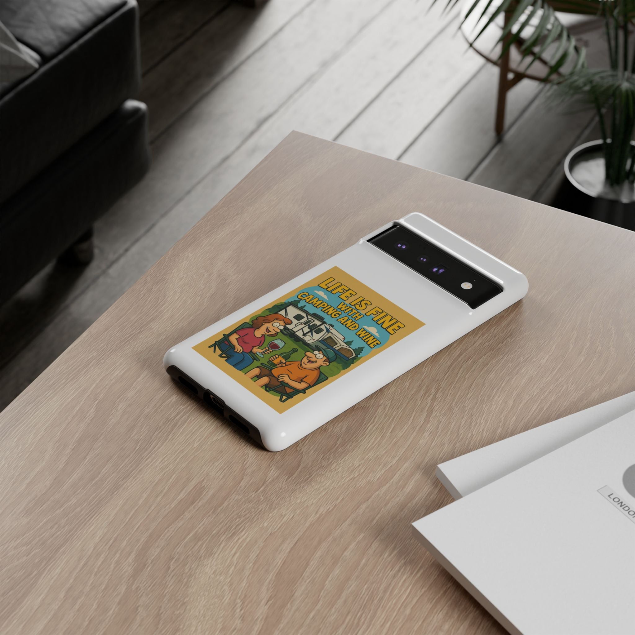 Camping & Wine Phone Case, Outdoor Adventure Accessory, Fun Gift for Campers, Summer Travel Essential, RV Lover Present