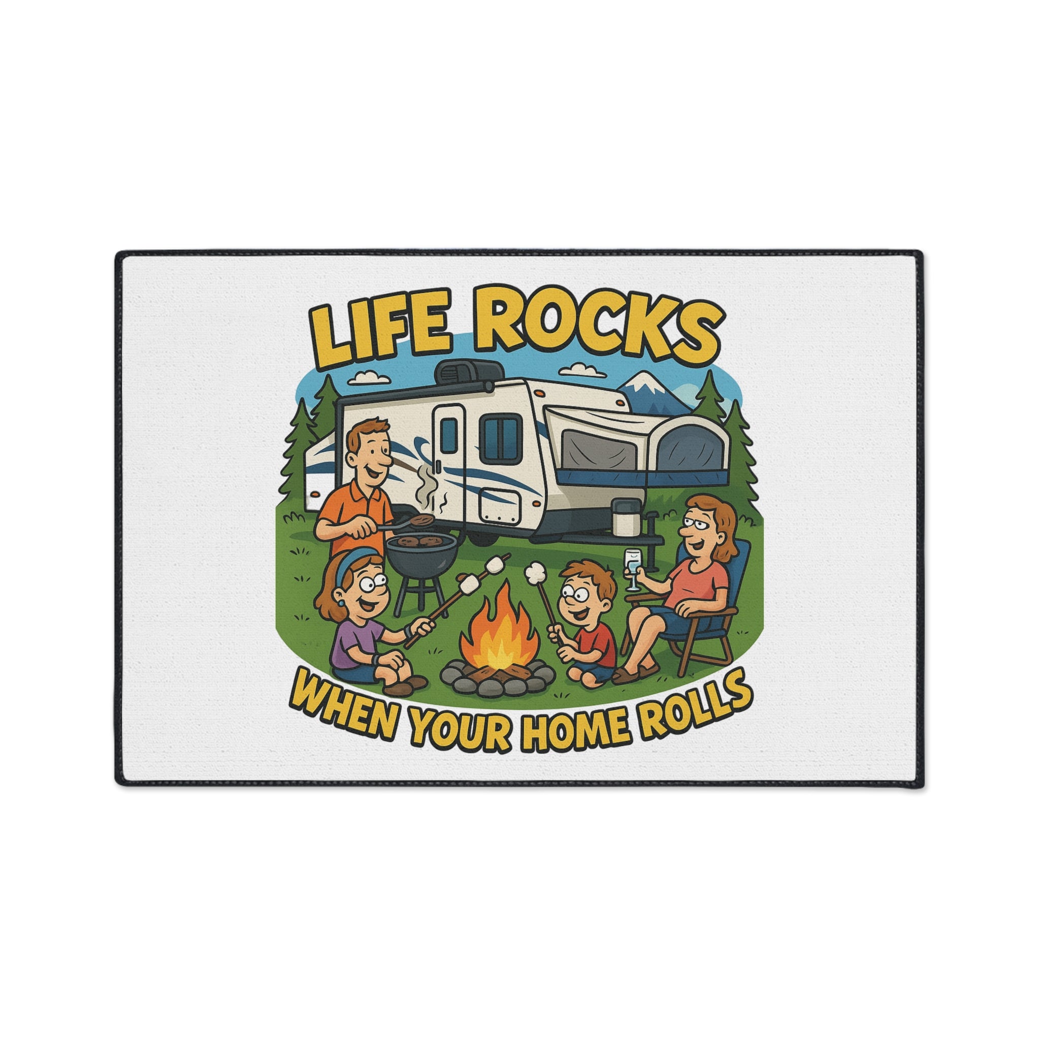 Stylish Camping Floor Mat - 'Life Rocks When Your Home Rolls' Cozy Outdoor Rug, RV Decor, Family Gathering Pad, Campfire Mat, Fun [...]