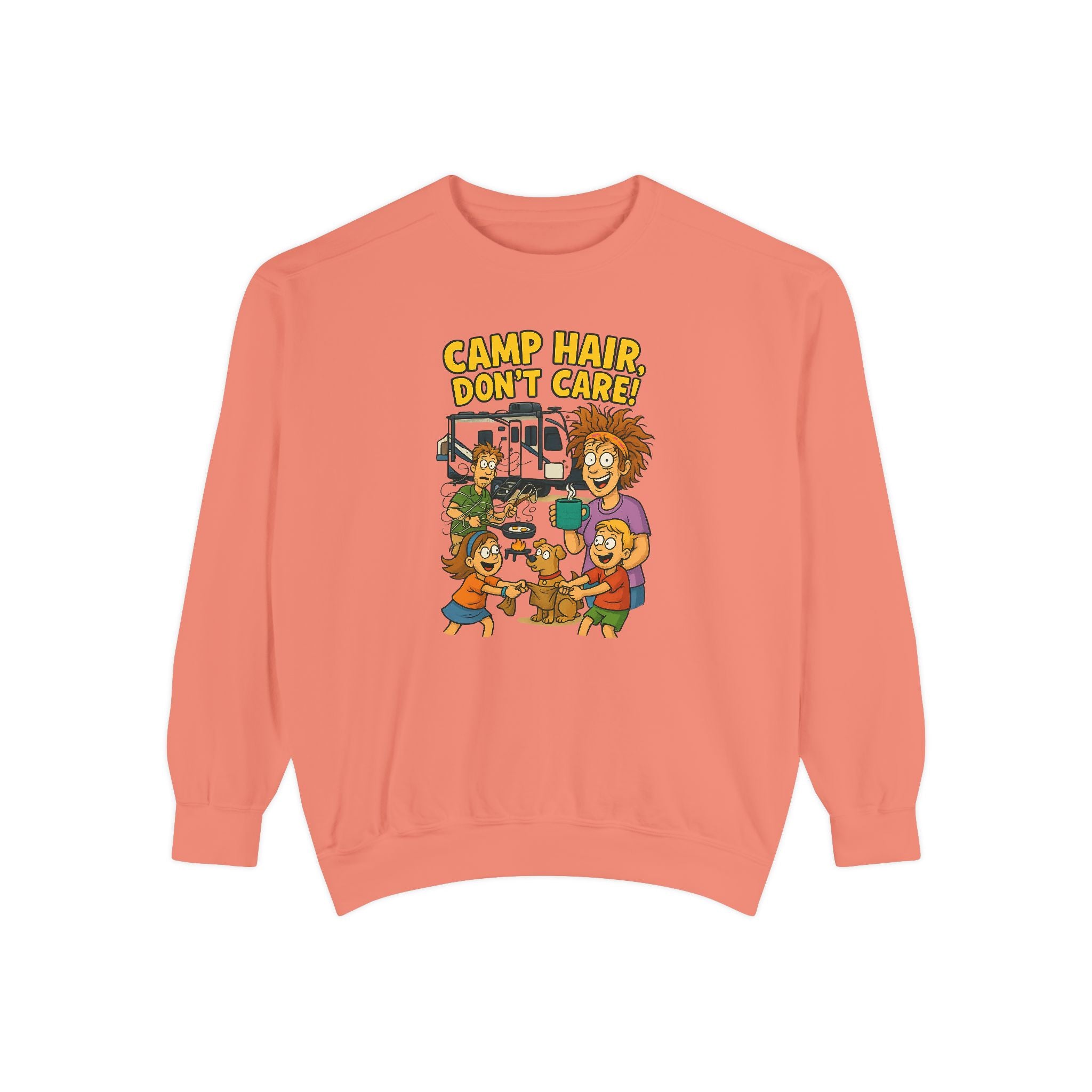 Camp Hair Don't Care Sweatshirt, Cozy Unisex Sweater, Perfect for Campers, Gift for Travel Lovers, Casual Outfit, All Season