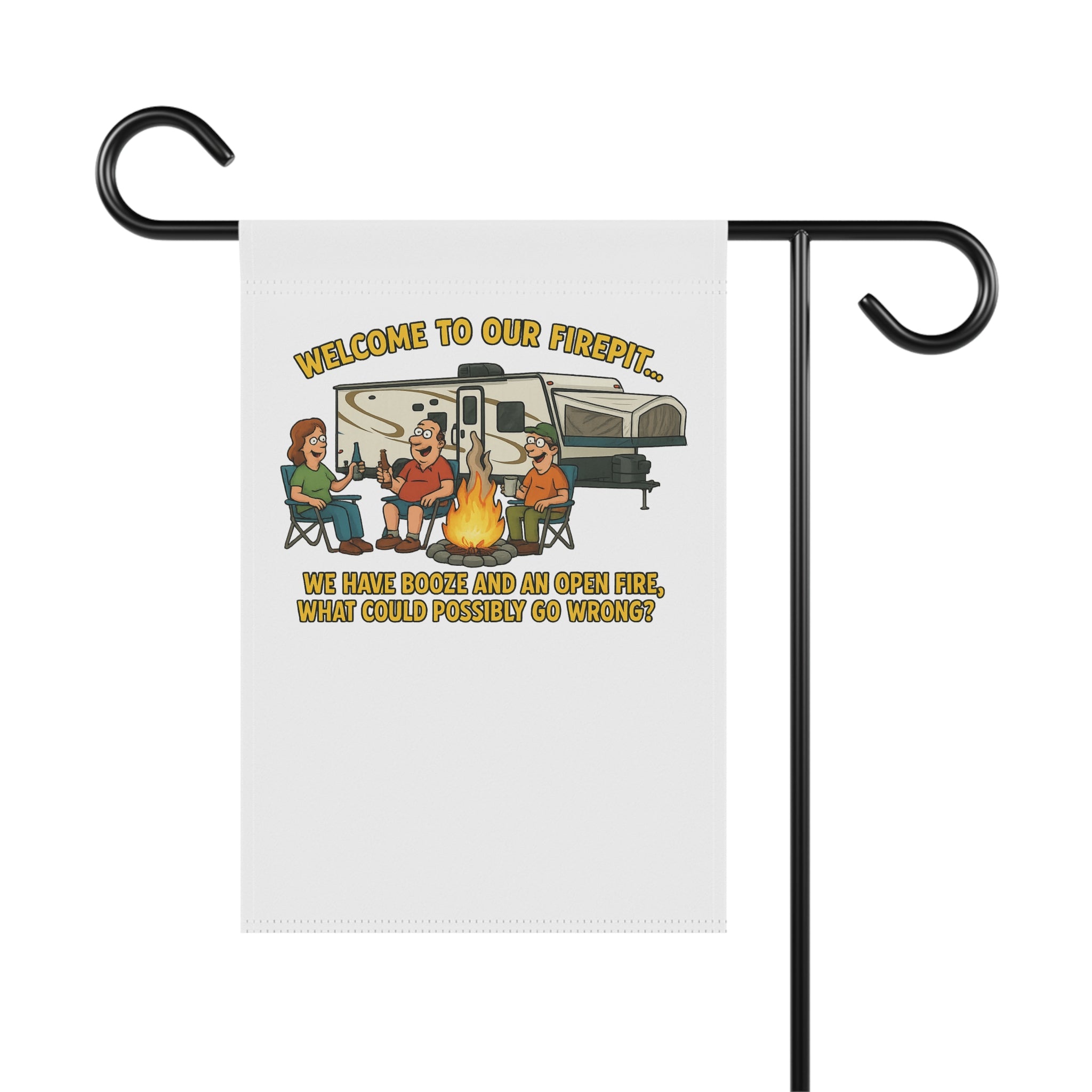 Fire Pit Welcome Banner, Garden Decor, Outdoor Sign, Camping Decor, BBQ Party Decor, Fun Garden Banner