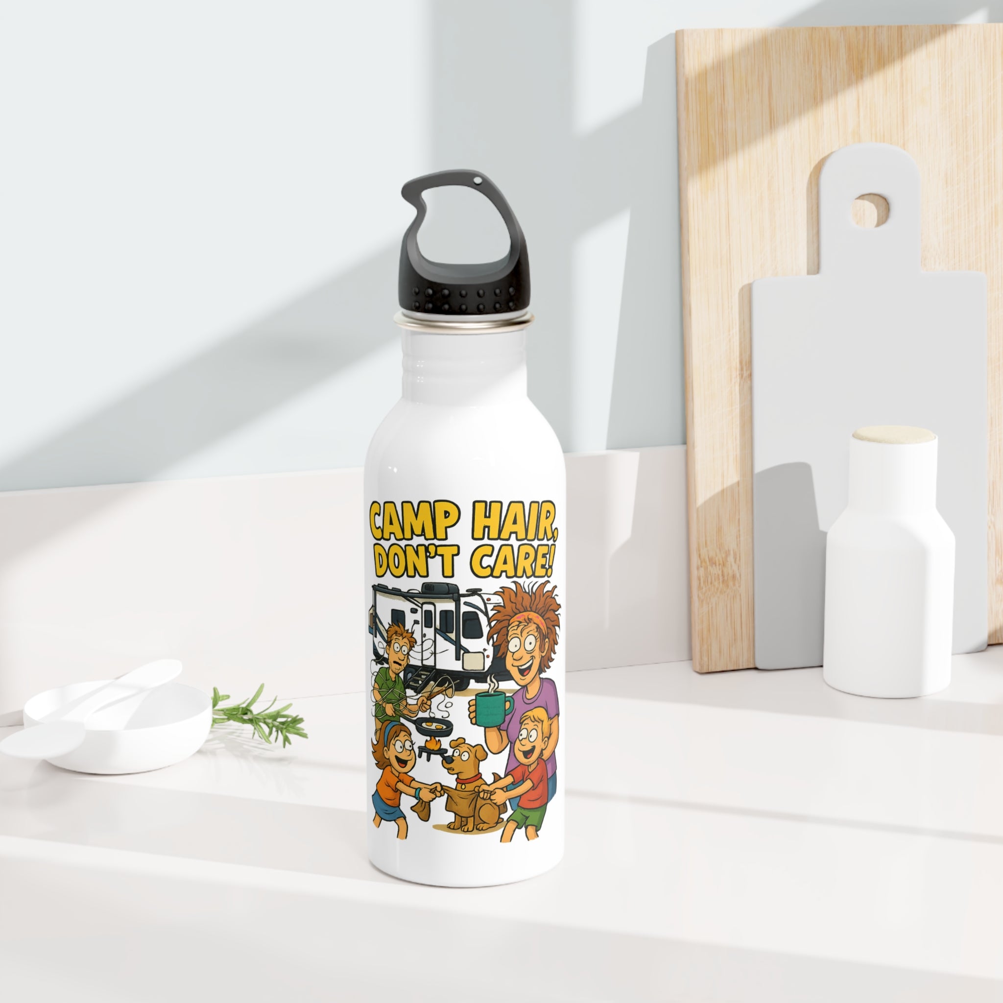 Camp Hair Don't Care Water Bottle, Stainless Steel, Outdoor Gear, Camping Gifts, Summer Adventure, Eco-Friendly Hydration