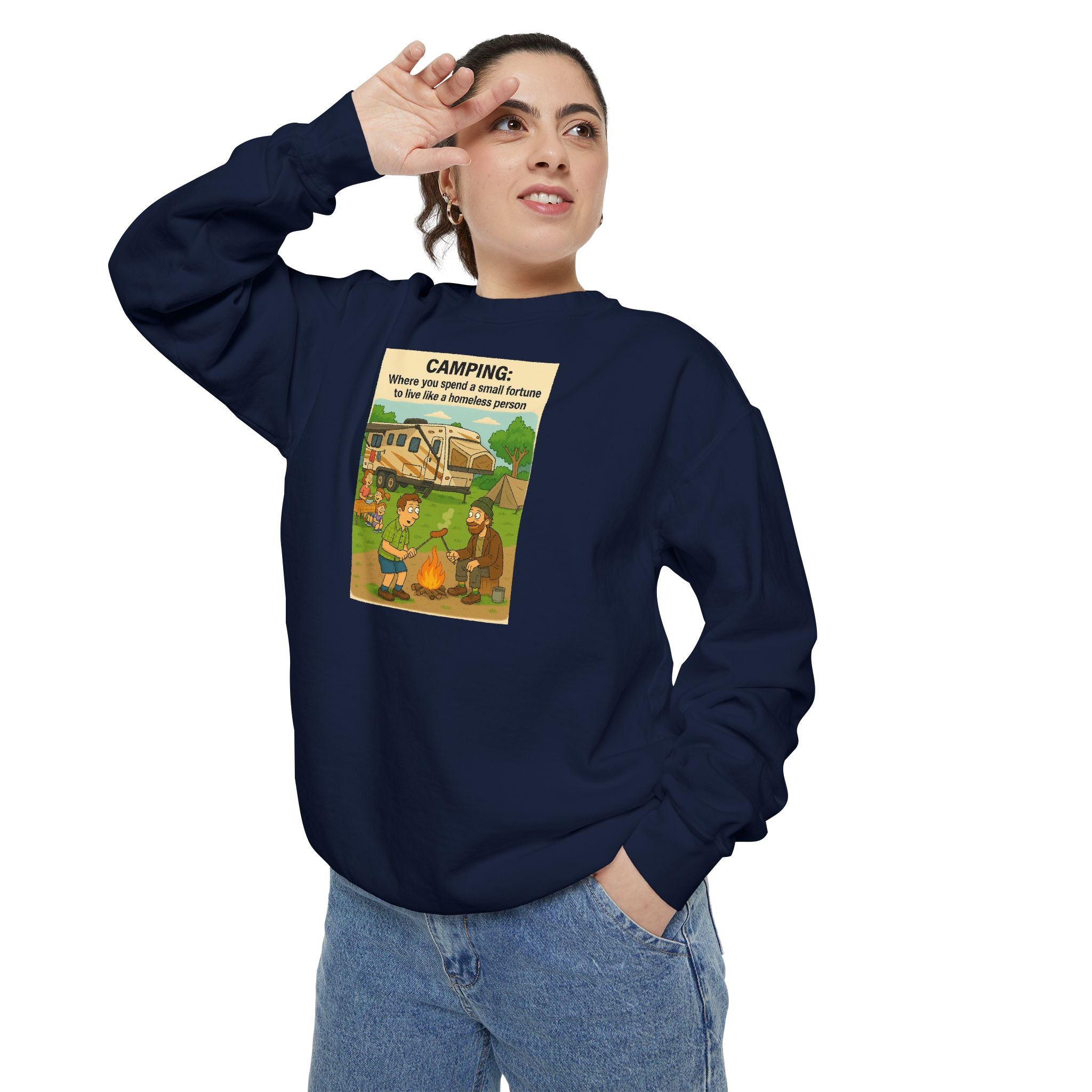 Camping Adventure Sweatshirt, Unisex Garment-DyedPullover, Cozy Casual Wear, Outdoor Enthusiast Gift, Camping Trip Apparel
