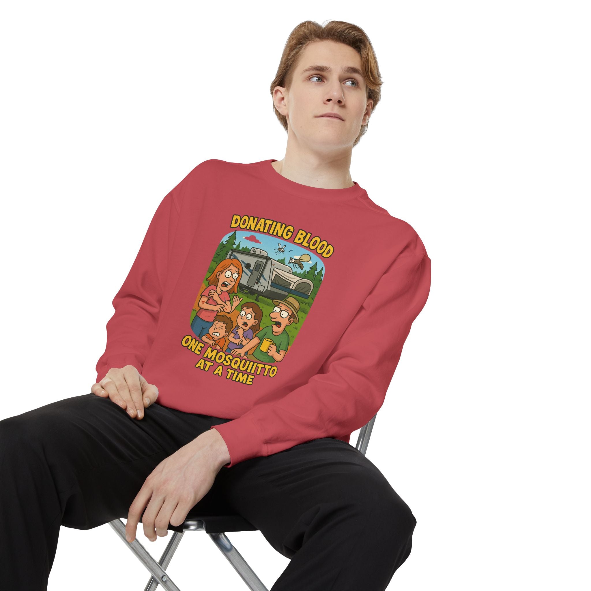 Unisex Garment-Dyed Sweatshirt - Donating Blood One Mosquito at a Time