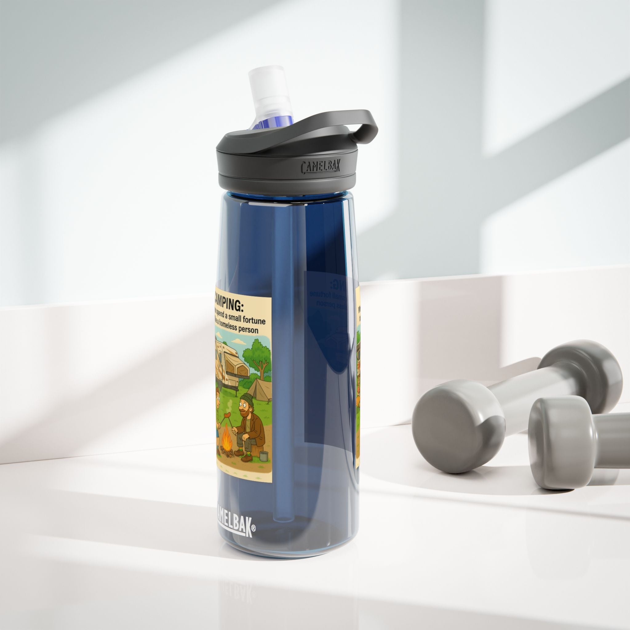 Camping Water Bottle, Funny Outdoor Gift, Hiking Hydration, Adventure Accessory, Eco-friendly Drinkware