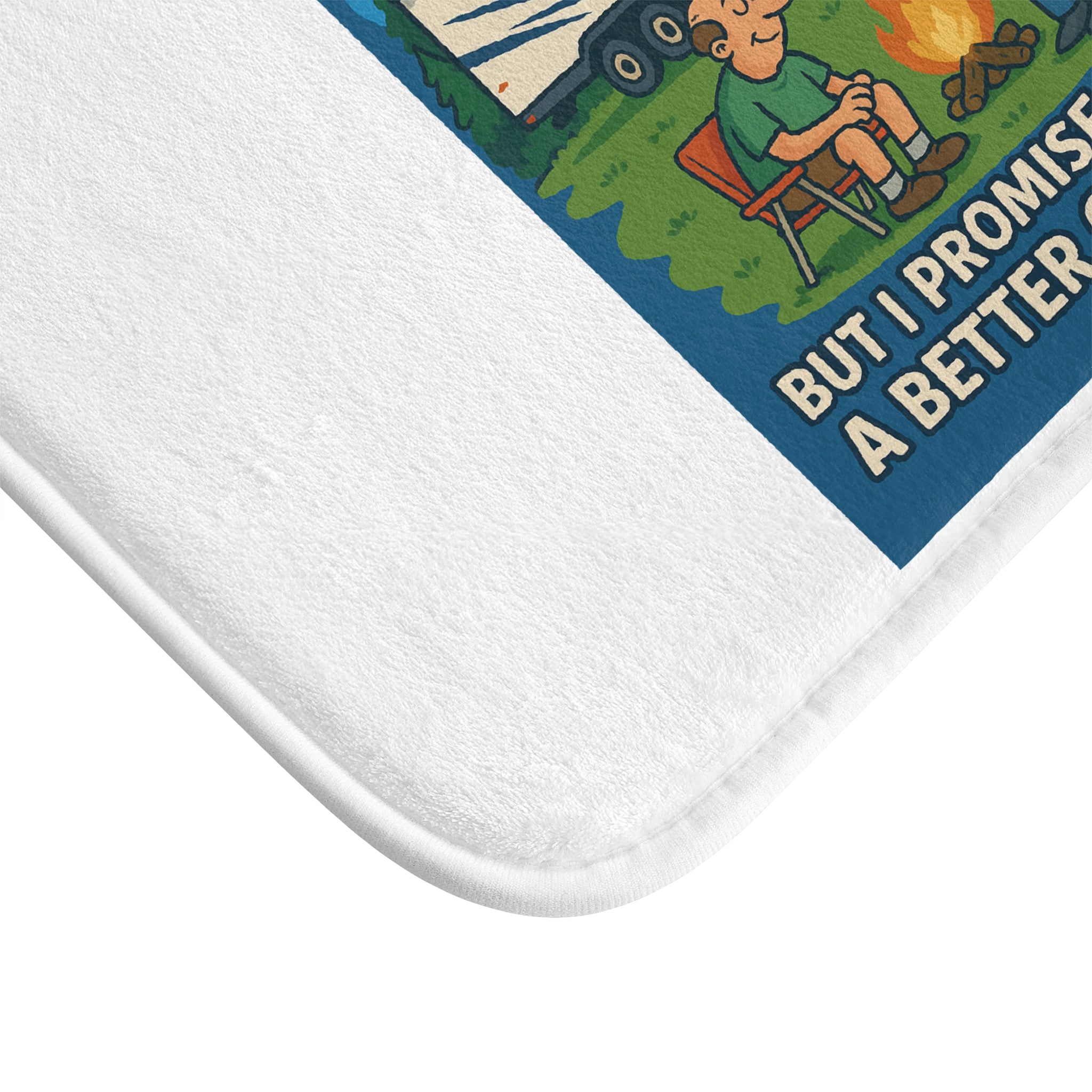 Camping Inspirational Bath Mat, Rustic Home Decor, Outdoor Enthusiast Gift, Cabin Bathroom Rug, Glamping Accessory, Unique Gift Idea