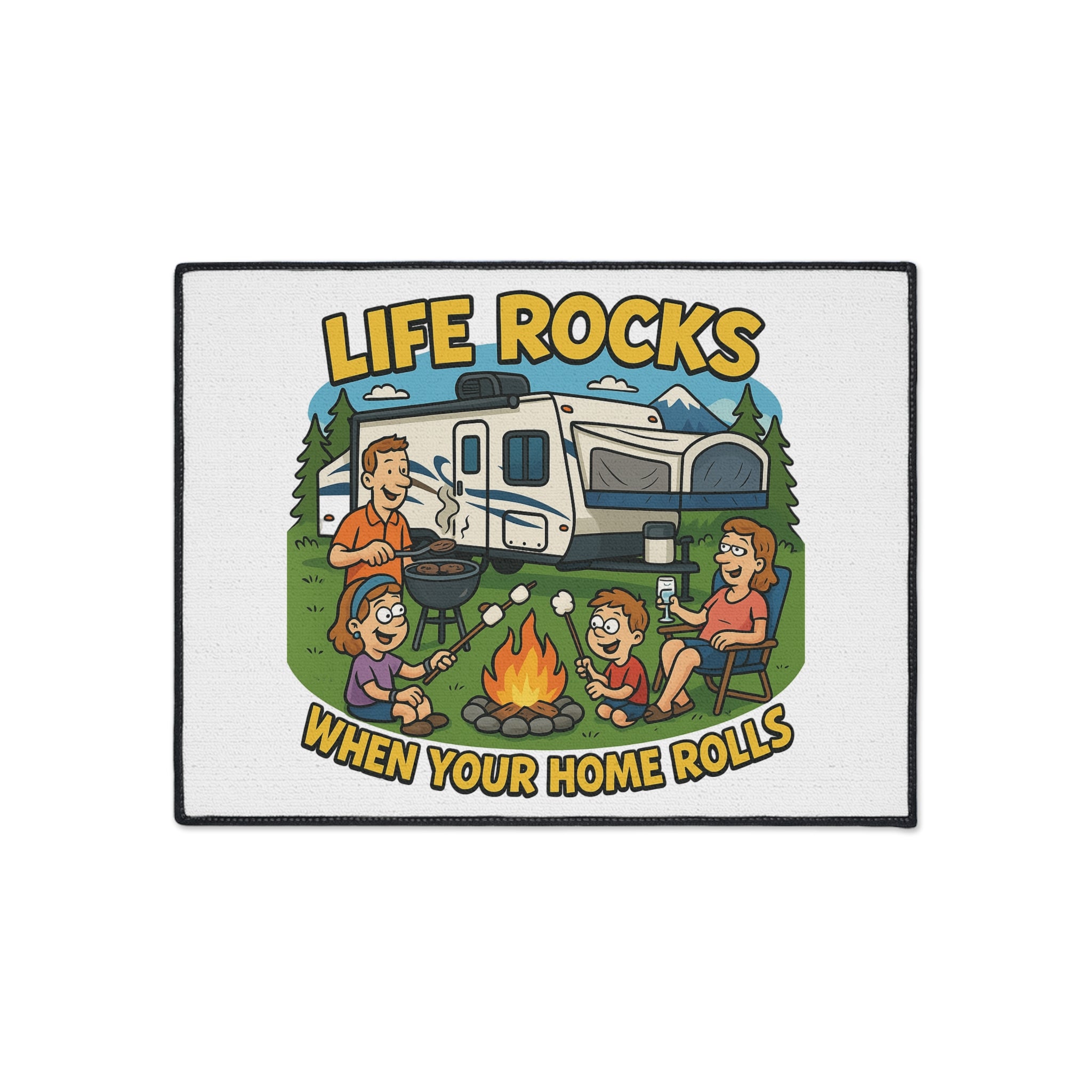 Stylish Camping Floor Mat - 'Life Rocks When Your Home Rolls' Cozy Outdoor Rug, RV Decor, Family Gathering Pad, Campfire Mat, Fun [...]