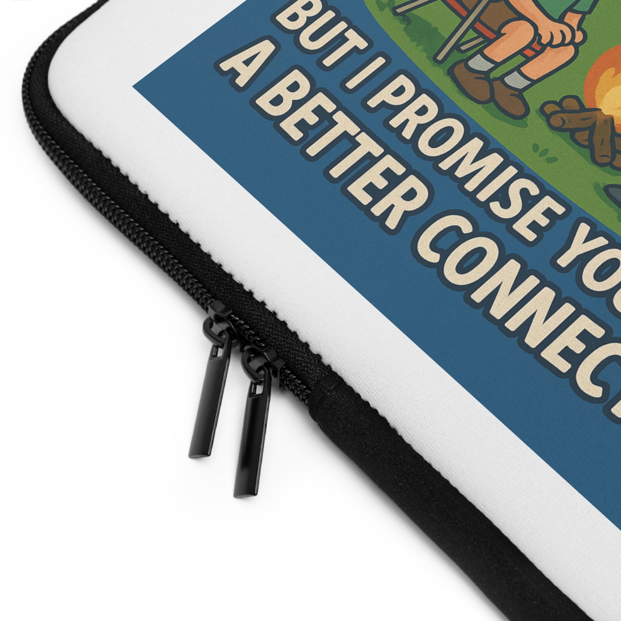 Camping-Themed Laptop Sleeve, Outdoor Adventure Tech Case, No Wi-Fi Fun, Gifts for Travelers, Co-worker Appreciation