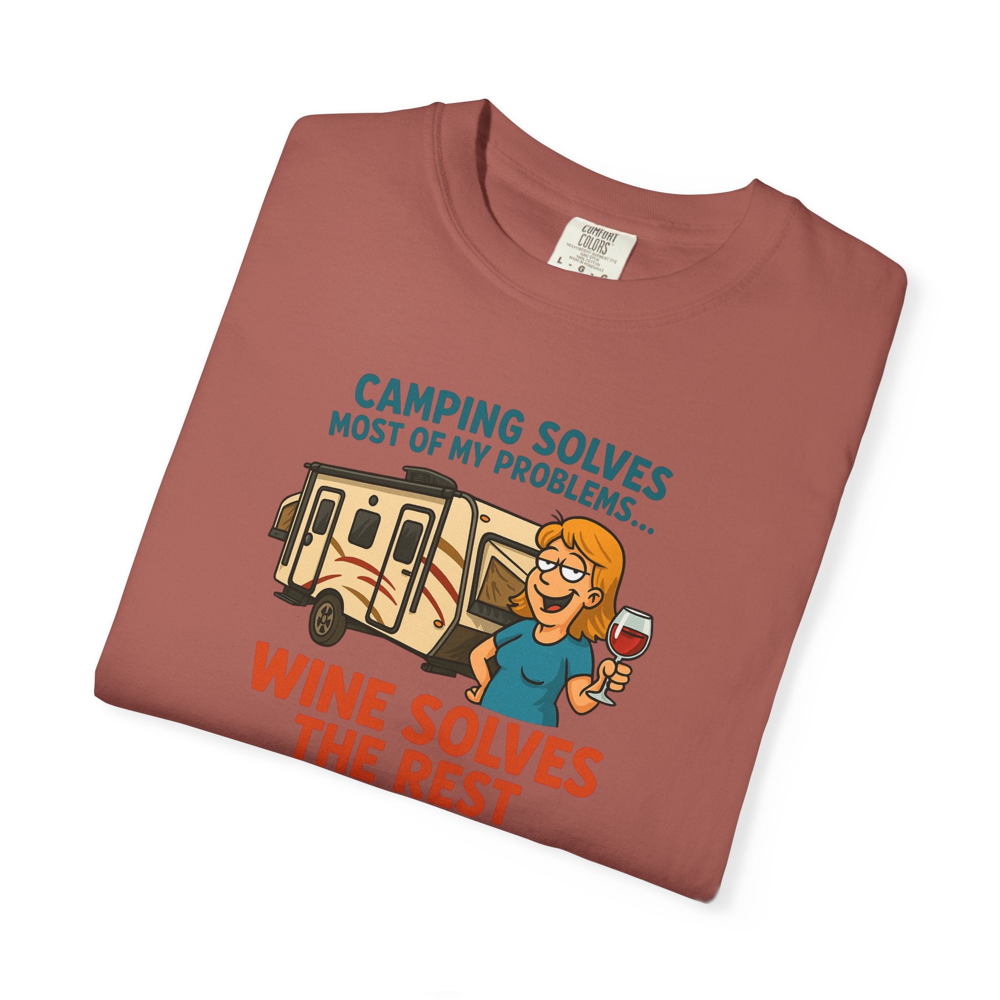Camping & Wine Unisex T-Shirt, Relaxed Fit Tee, Perfect Gift for Campers, Wine Lovers, Outdoor Enthusiasts, Summer Celebrations