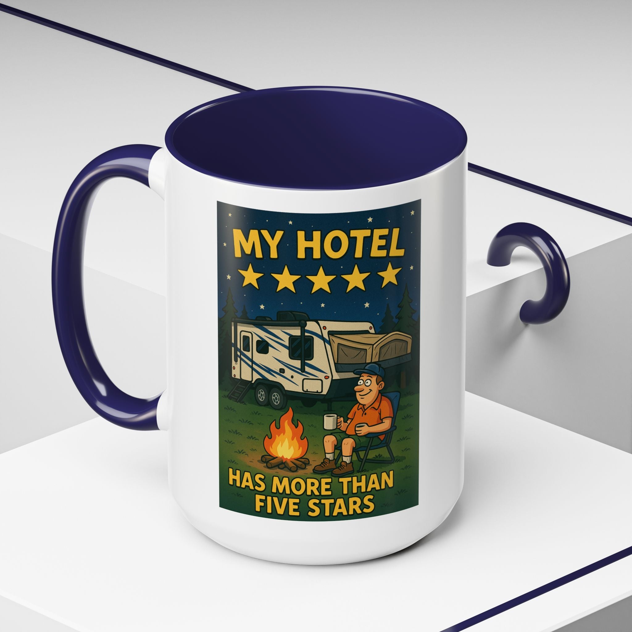 Camping-Themed Accent Coffee Mug | Perfect for RV Lovers, Campers, Travelers, Cozy Nights, Outdoor Adventures, Unique Gift Ideas