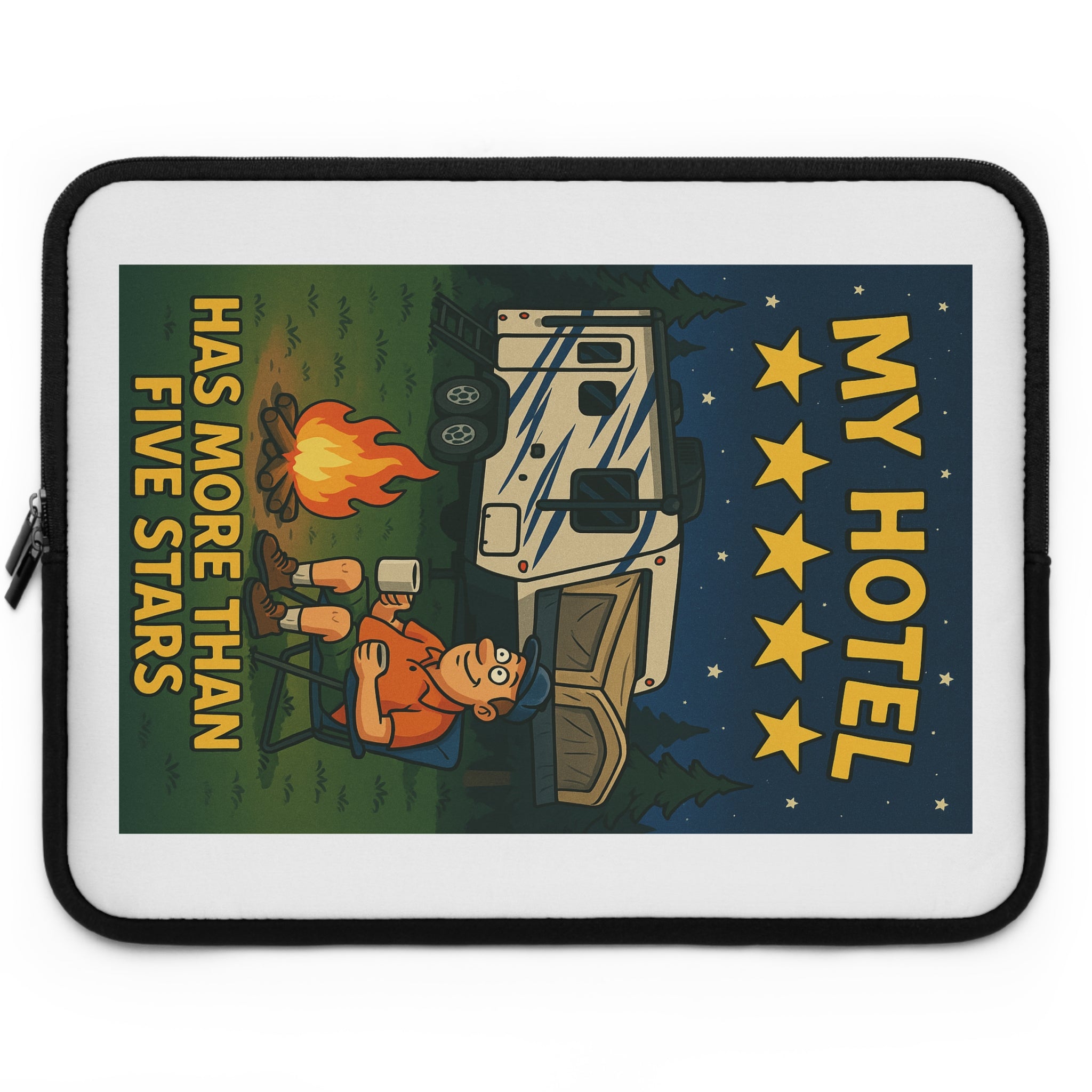 Camping-Themed Laptop Sleeve, Great for Outdoor Lovers, Travel Gift, Eco-Friendly, Tech Accessory