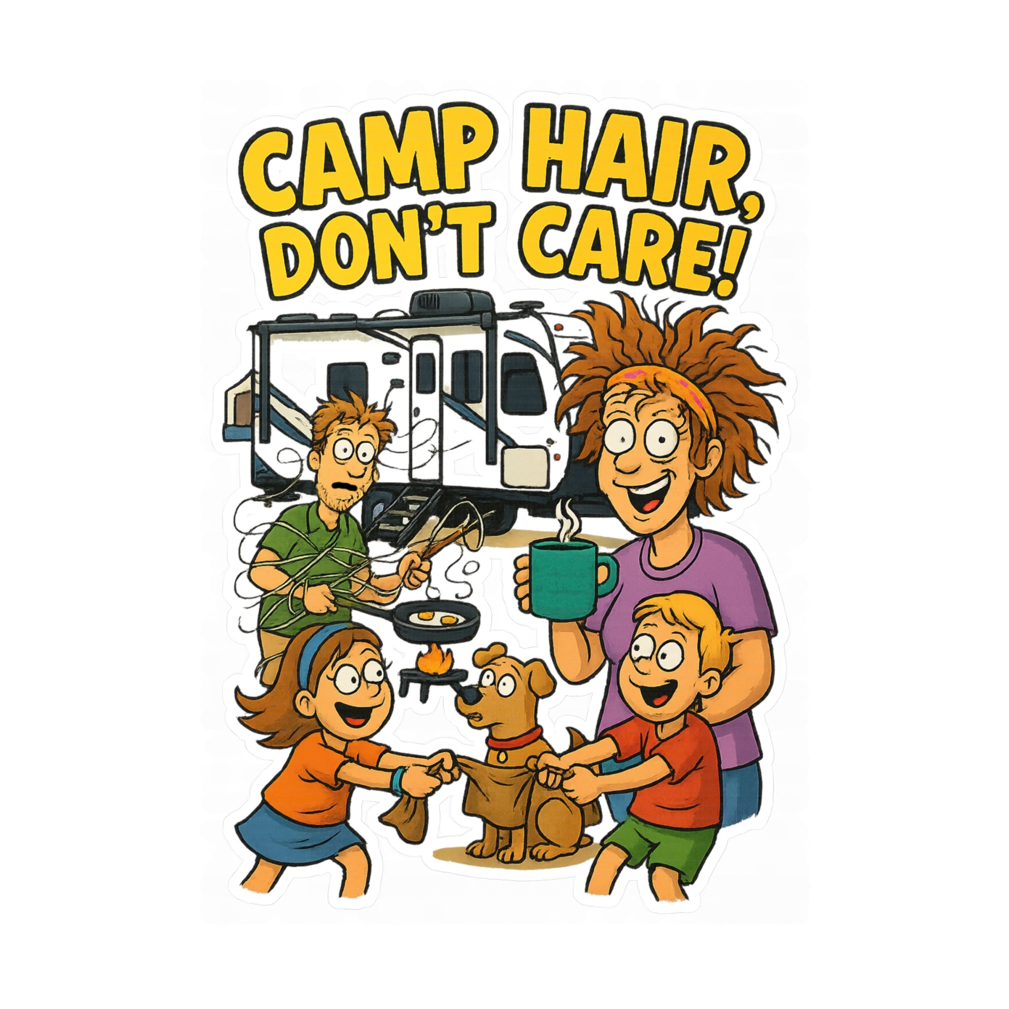 Camp Hair Don't Care Vinyl Decals, Fun Stickers for RV Campers, Outdoor Adventure Decor, Family Road Trip Accessories, Car Window Stickers