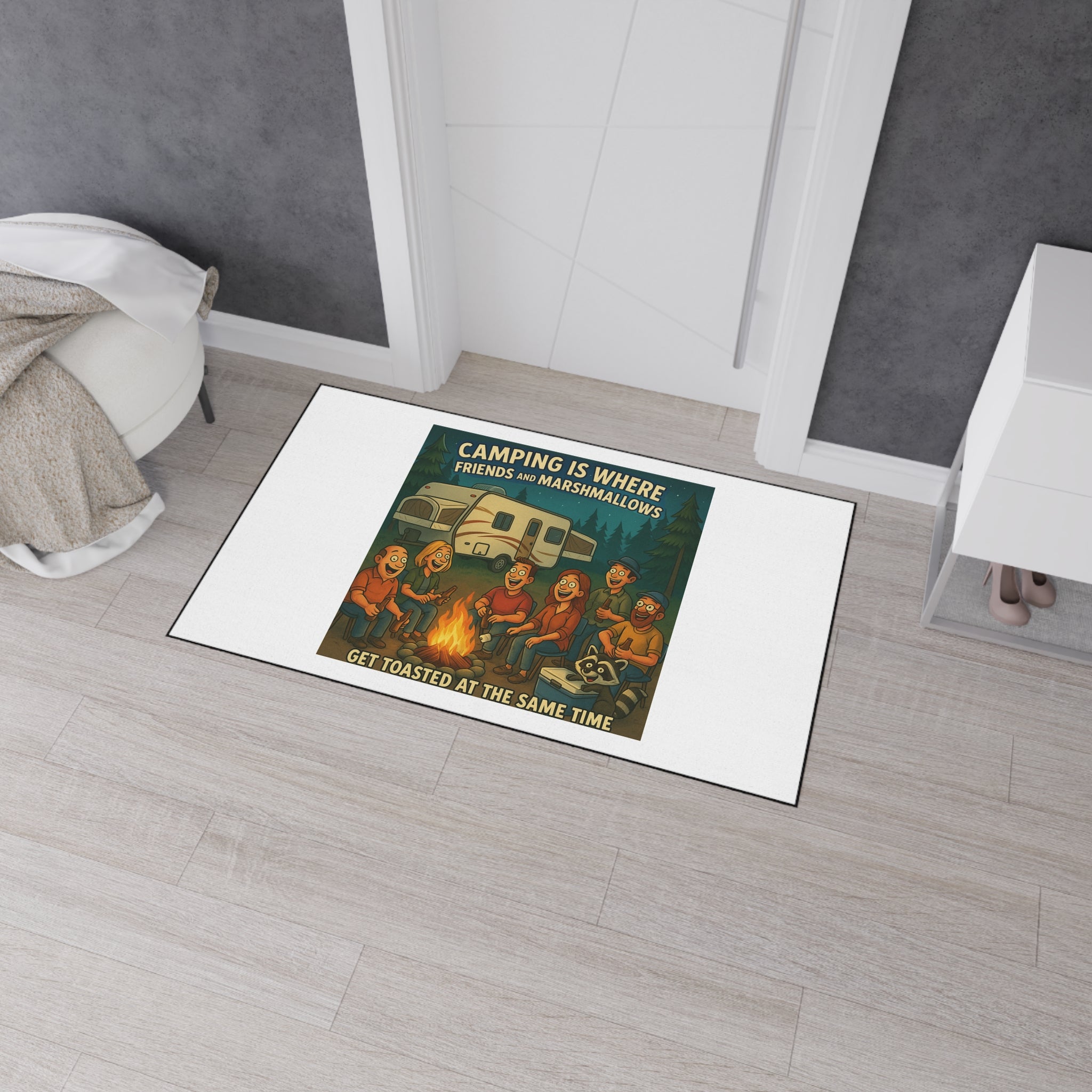 Camping Themed Heavy Duty Floor Mat - Perfect for Outdoor Gatherings, RV Life, Barbecues, and Cozy Campfires