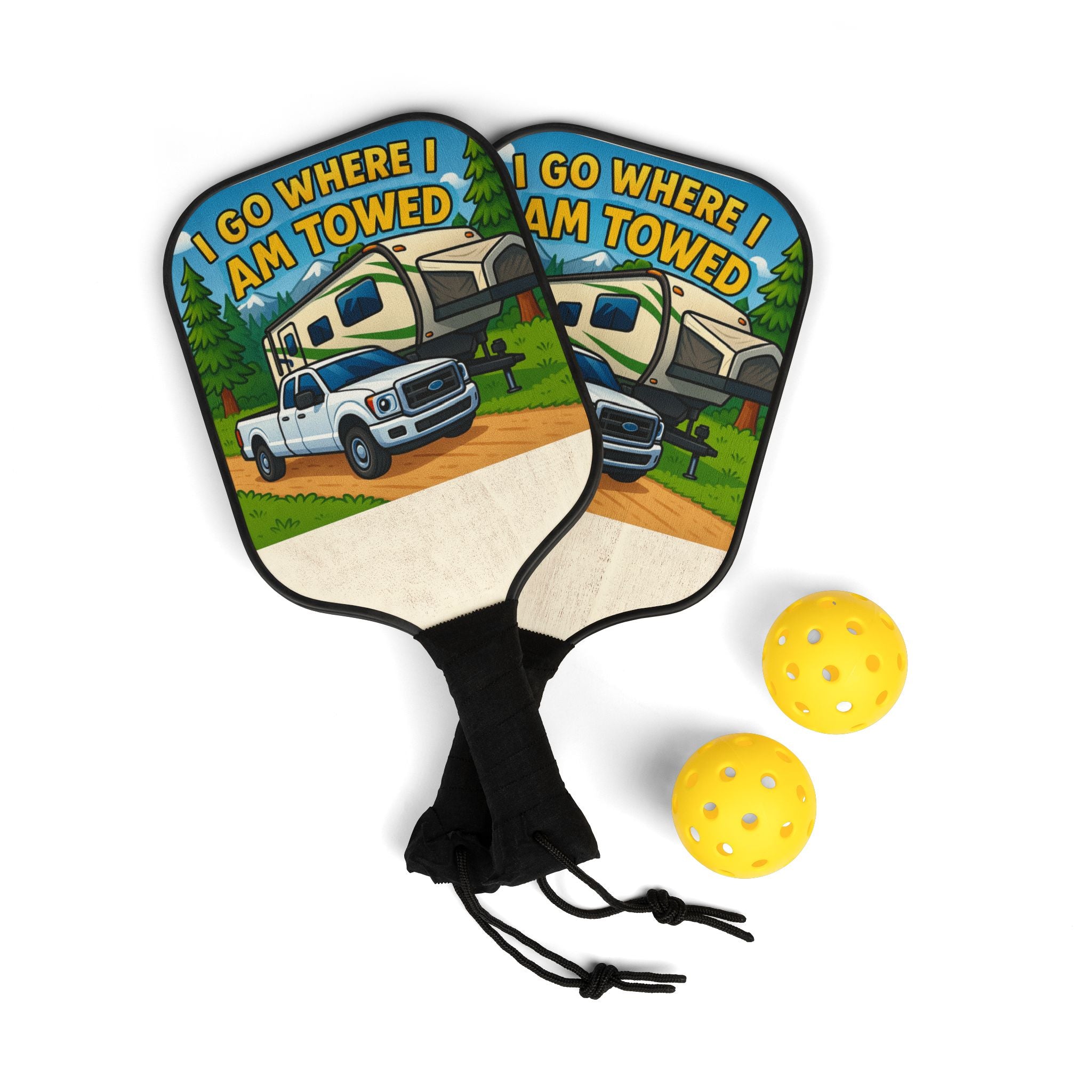 Pickleball Paddle Set with Fun RV Design, Perfect for Outdoor Sports, Family Gatherings, Gifts for Adventurers