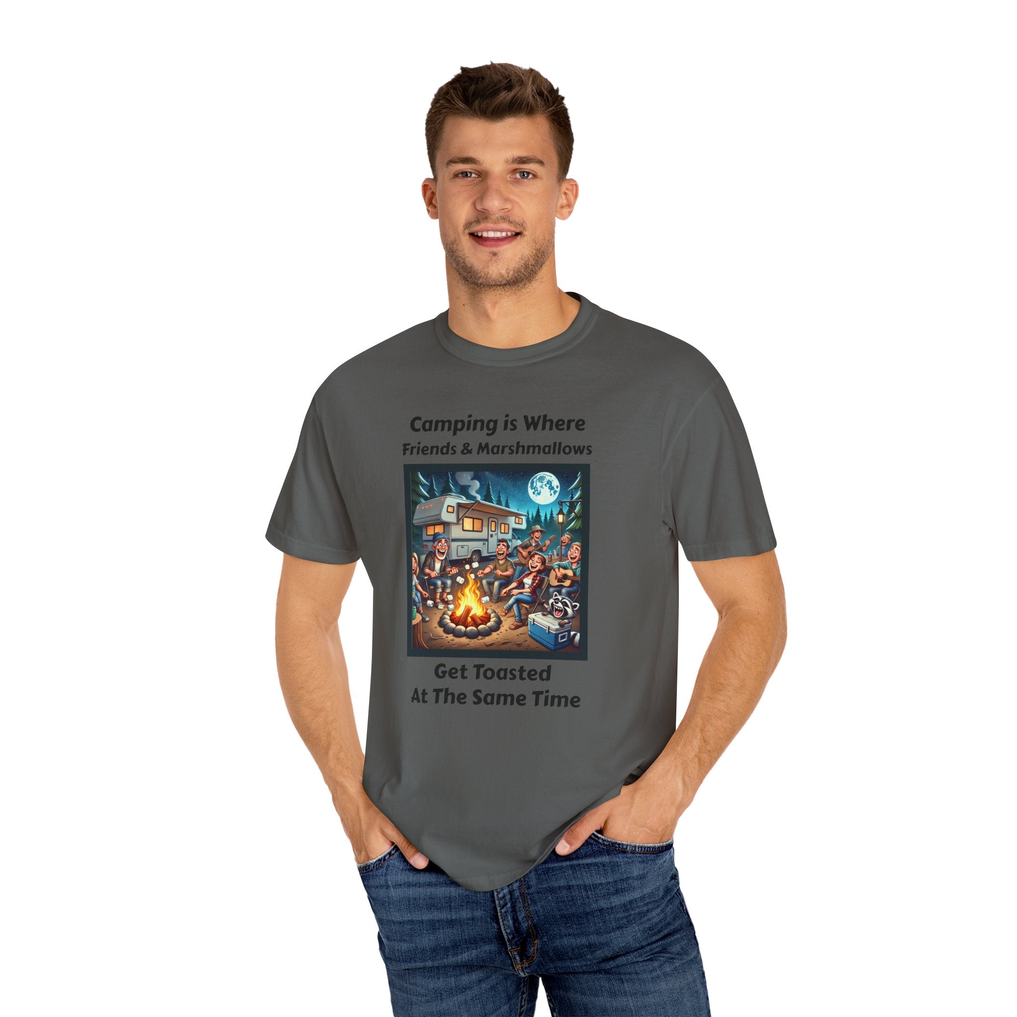 Camping Friends Unisex T-shirt - Camping is where friends and marshmallows get toasted at the same time