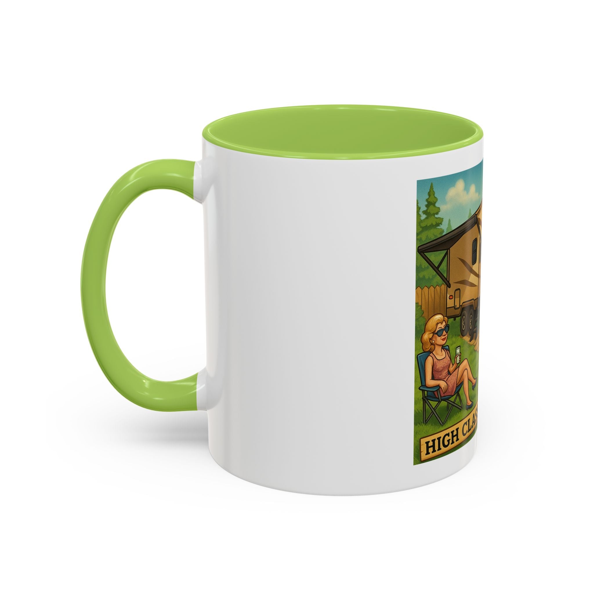 High Class Trailer Trash Coffee Mug - Fun Campfire Ceramic Tea Cup