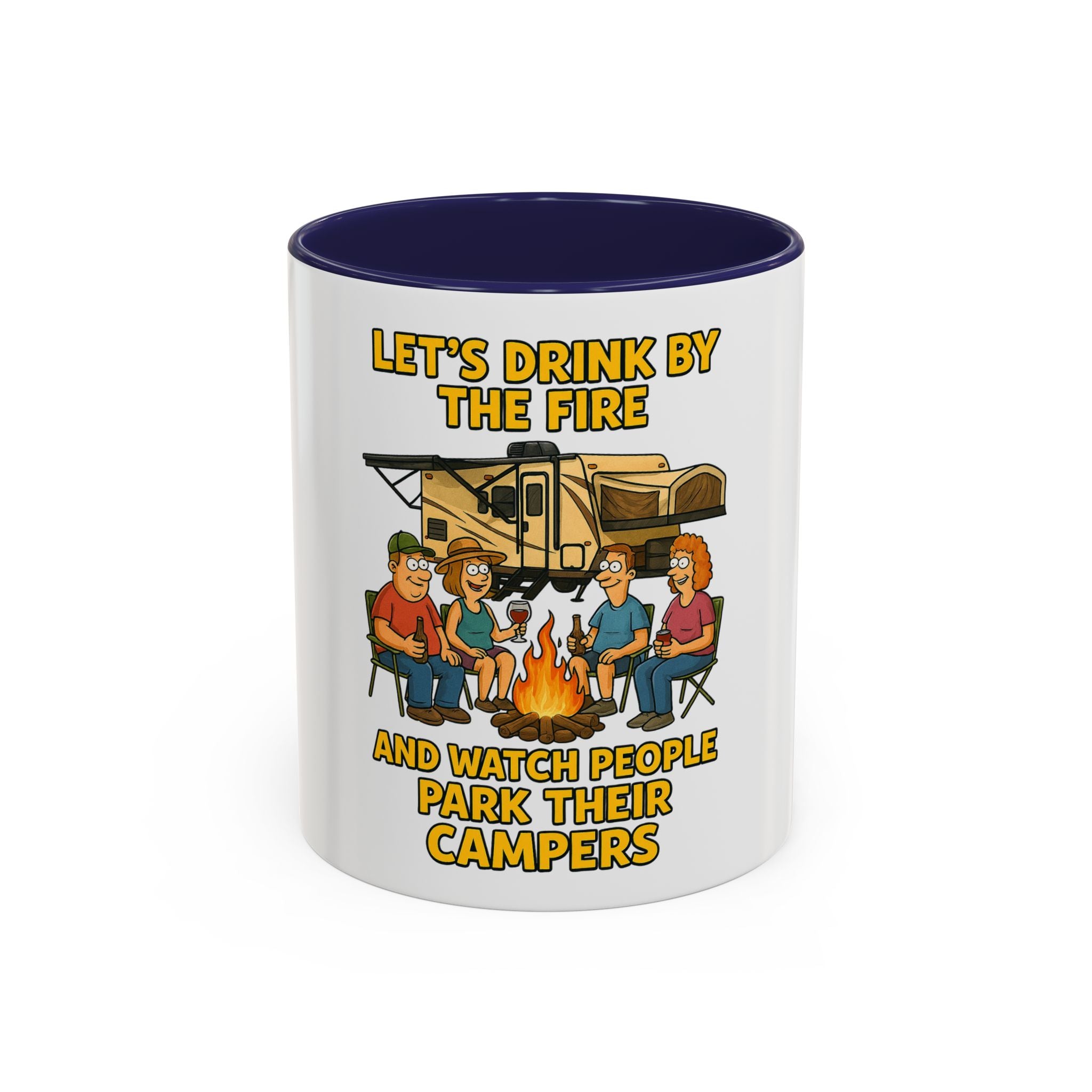 Campfire Accent Coffee Mug, Camping Gift, Outdoor Adventure Mug, RV Lovers Coffee Cup, Relaxing by the Fire