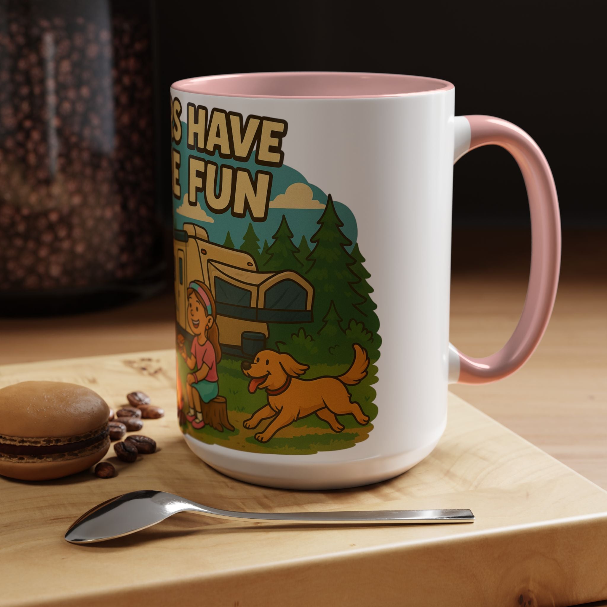 Campfire Adventure Mug - 'Campers Have S'more Fun', Outdoor Coffee Cup for Camping Lovers, Gifts for Nature Enthusiasts, S'mores Jokes