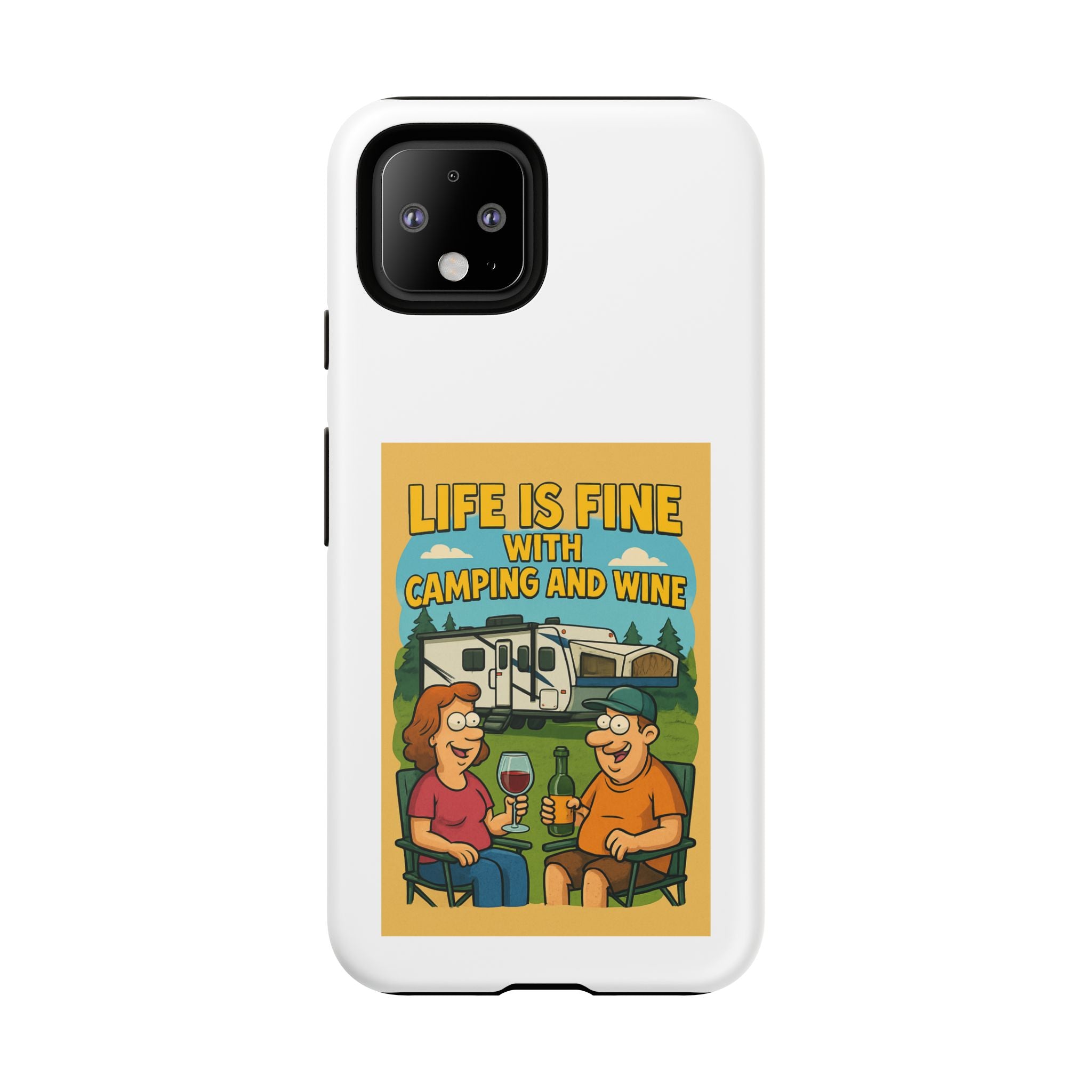 Camping & Wine Phone Case, Outdoor Adventure Accessory, Fun Gift for Campers, Summer Travel Essential, RV Lover Present