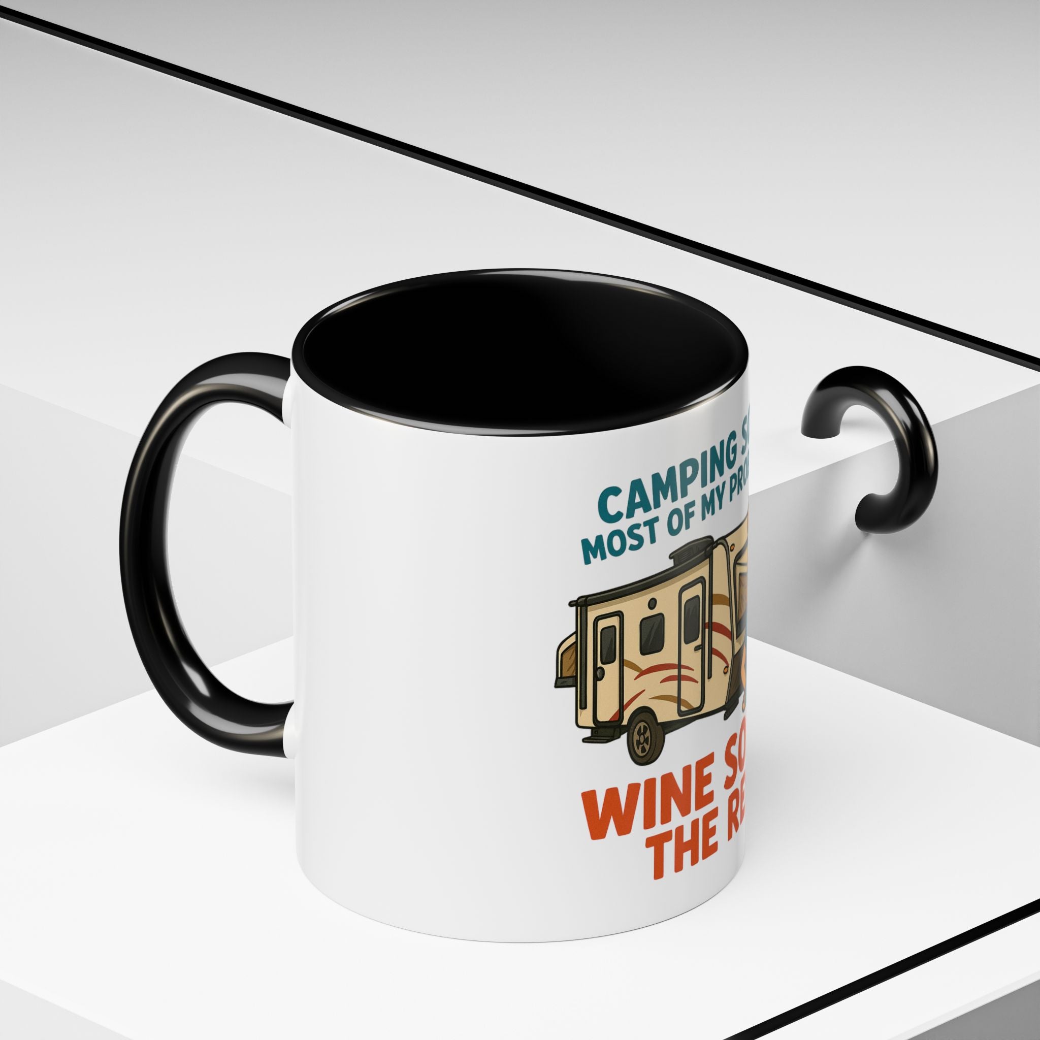 Camping Coffee Mug - Wine Solves the Rest - Fun Camper Mug for Nature Lovers, Gift for Adventurers, Travel Mug, Coffee Lover's Gift
