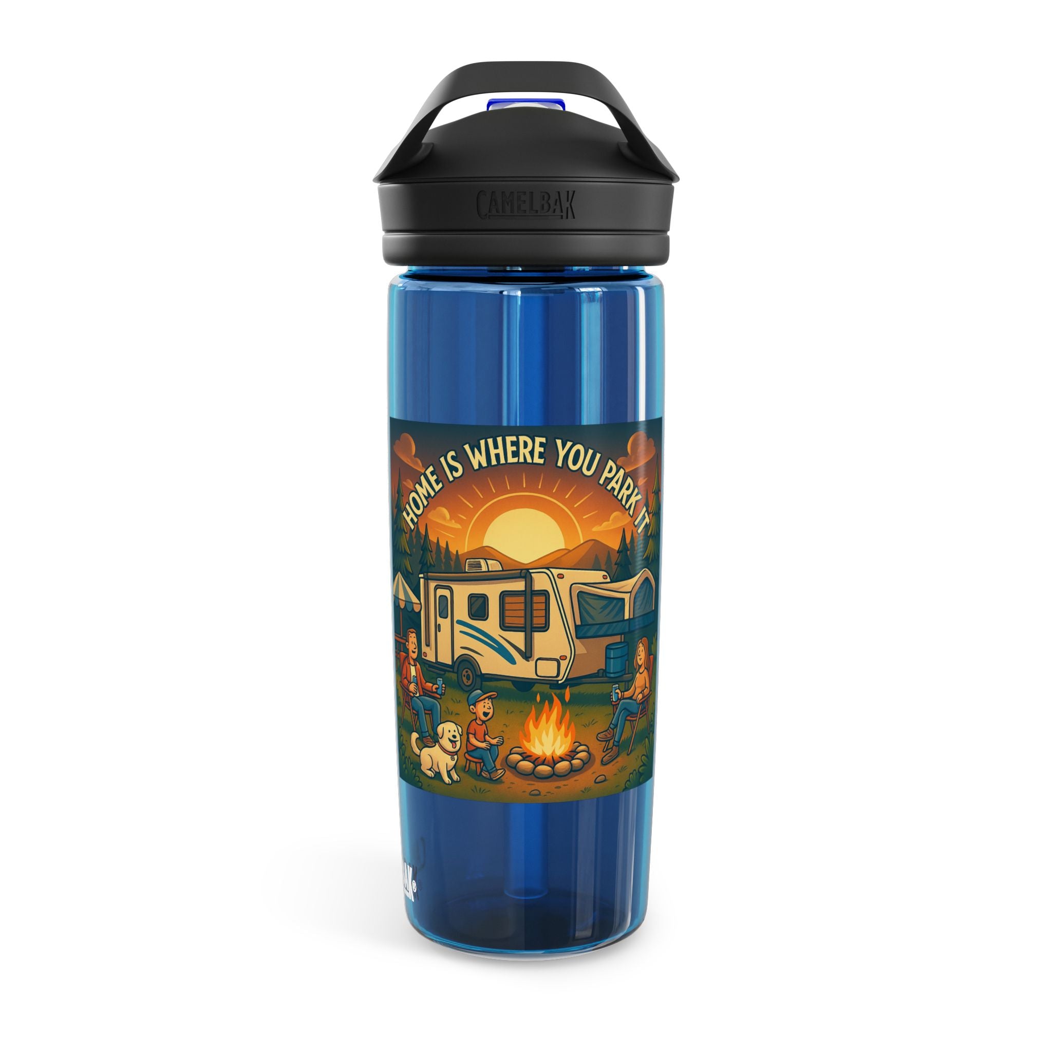 Campfire Adventures Water Bottle, RV Life, Outdoor Fun, Camping Gear, Hydration Bottle, Eco-Friendly Drinking