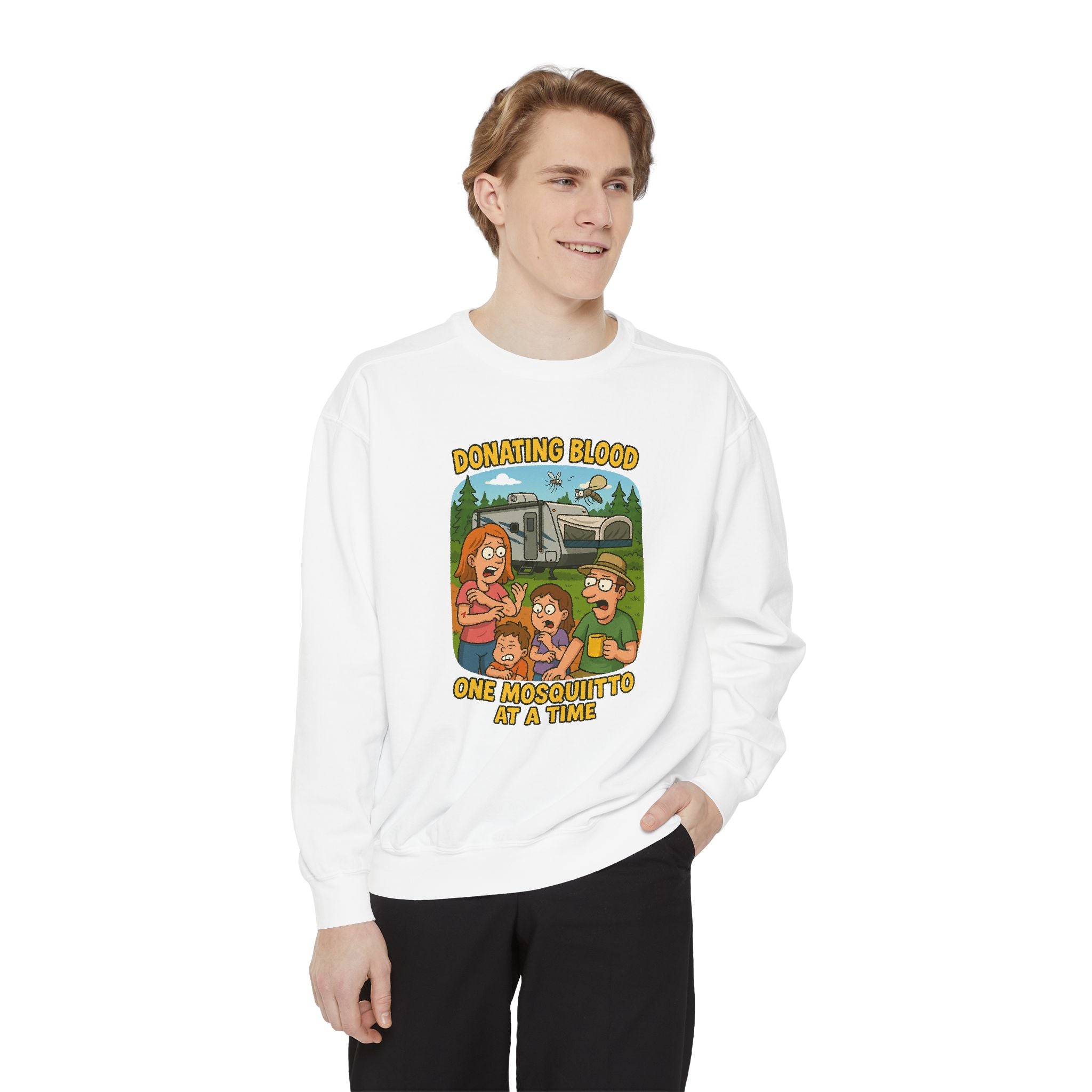 Unisex Garment-Dyed Sweatshirt - Donating Blood One Mosquito at a Time
