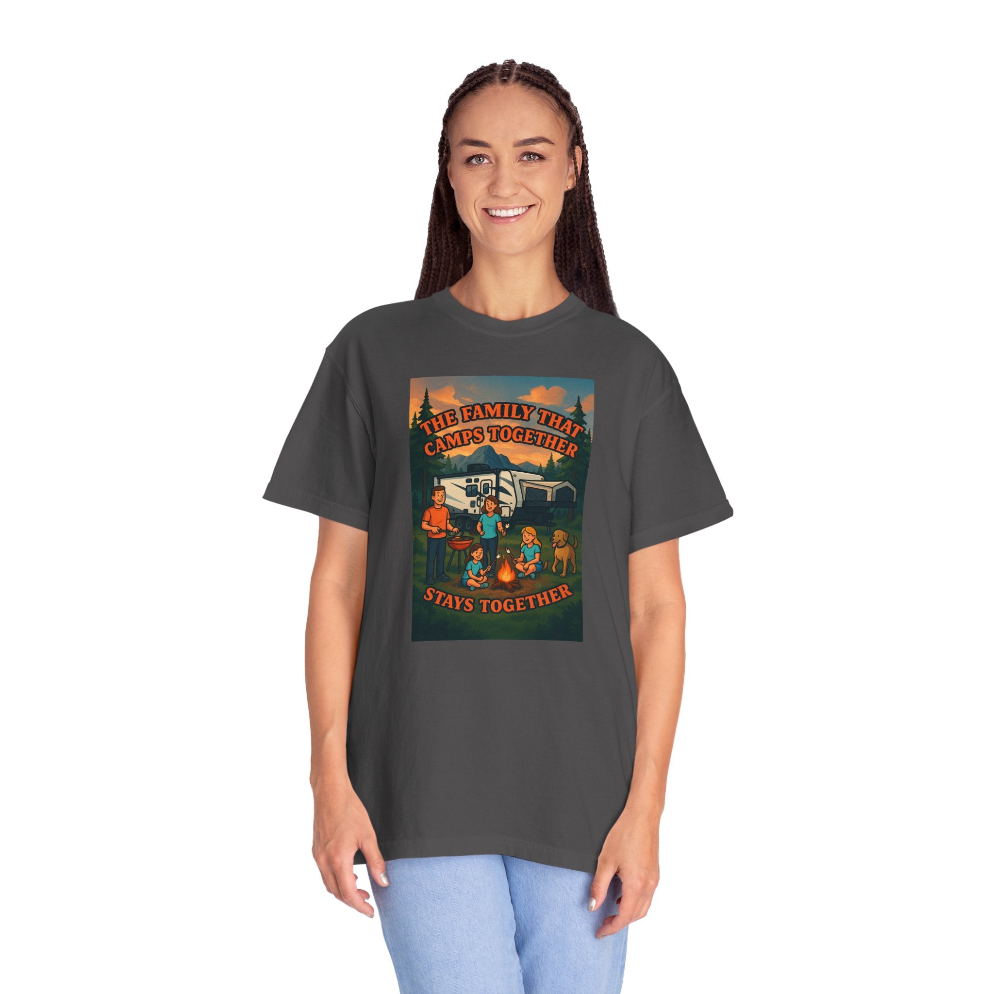 Family Camping T-shirt, Casual Outdoor Tee, Perfect for Family Gatherings, Summer Camp, Gift for Outdoor Lovers, Relaxed Fit Tee