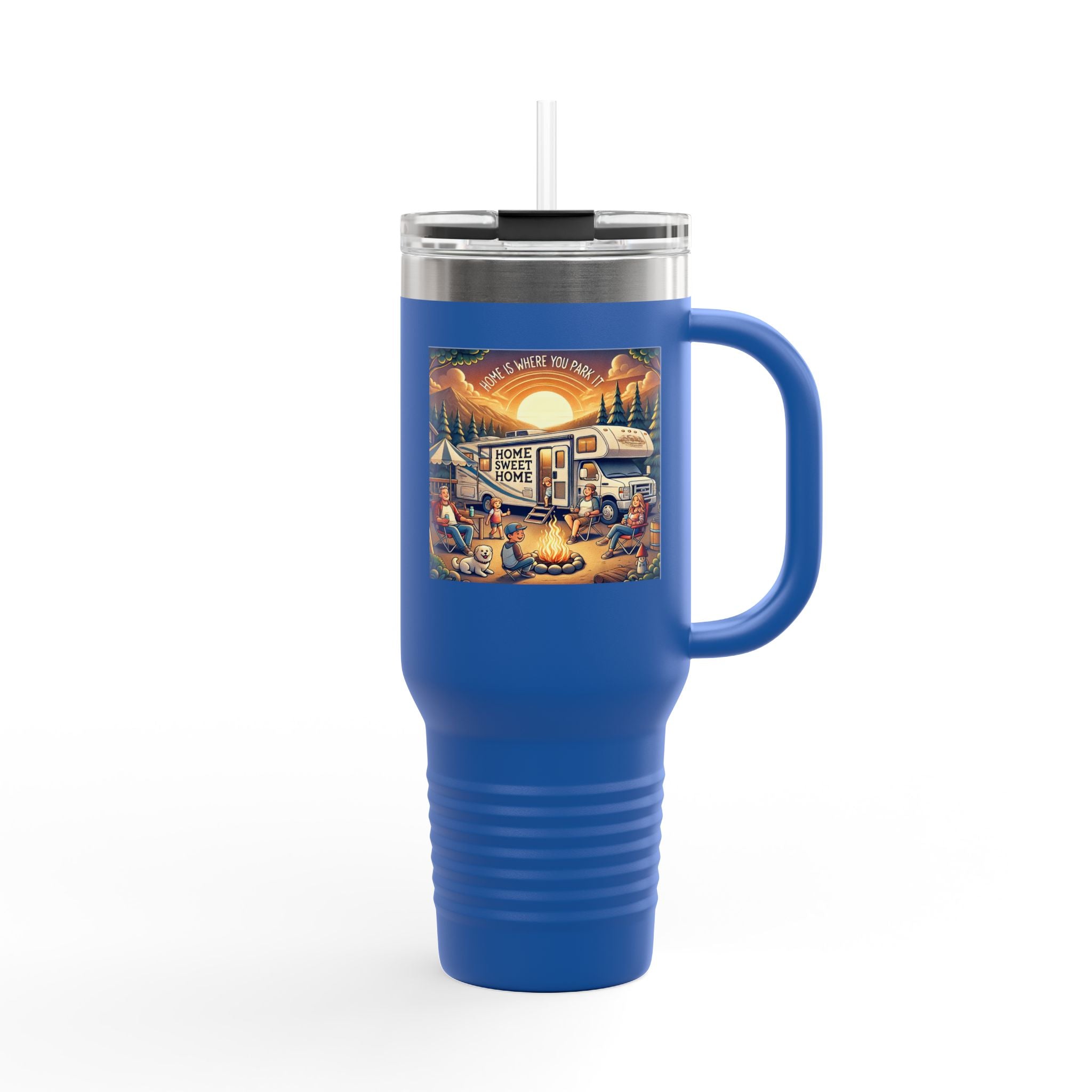 Travel Mug - Home is Where You Park It Funny Cartoon Design