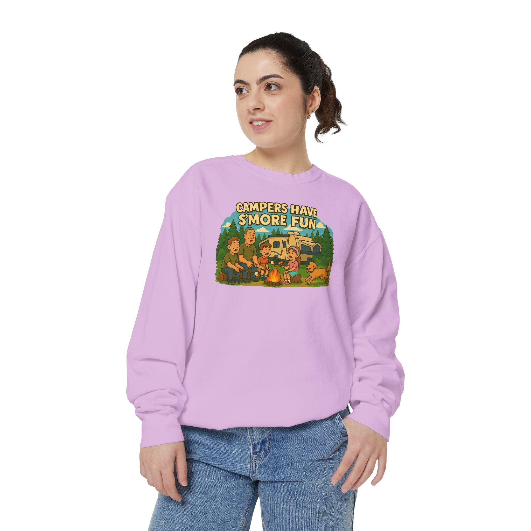 Camper Vibes Sweatshirt - Enjoy S'mores, Unisex Campfire Clothing, Perfect for Outdoor Adventures, Gift for Adventurers, Cozy Camping Attire