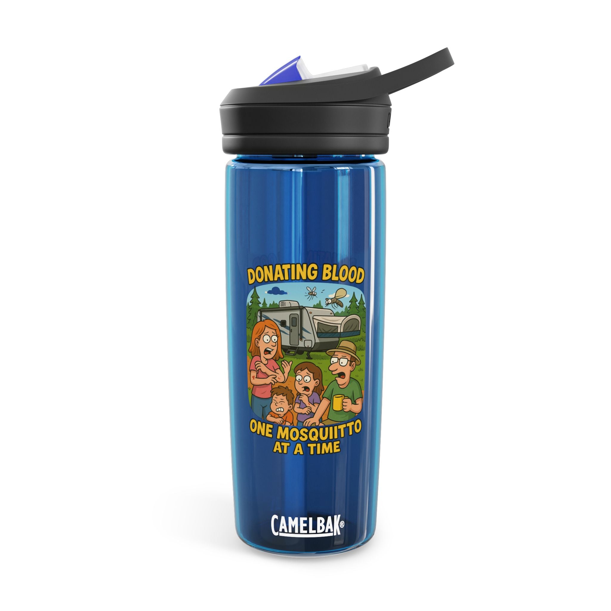 Fun Cartoon Water Bottle, Quirky Drinkware, Motivational Hydration, Eco-Friendly Gift, Ideal for Campers, Perfect for Summer, Donation Theme