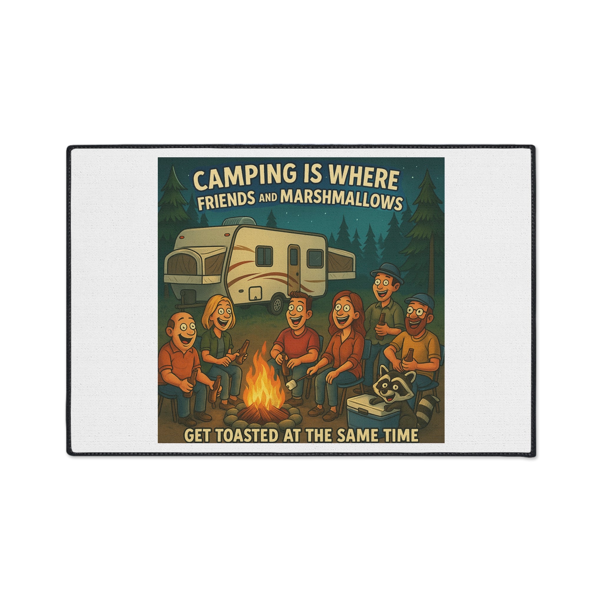 Camping Themed Heavy Duty Floor Mat - Perfect for Outdoor Gatherings, RV Life, Barbecues, and Cozy Campfires