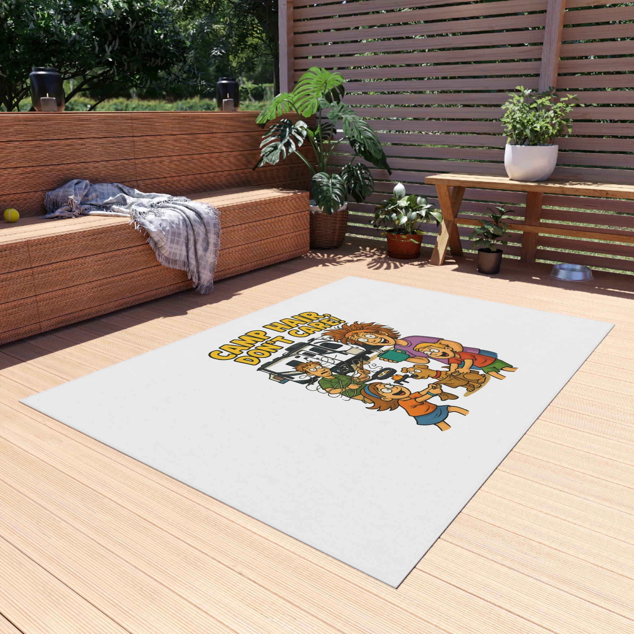 Camp-Themed Outdoor Rug - Perfect for Camping, RV Trips, Beach Days, Front Porch Decor, and Family Gatherings