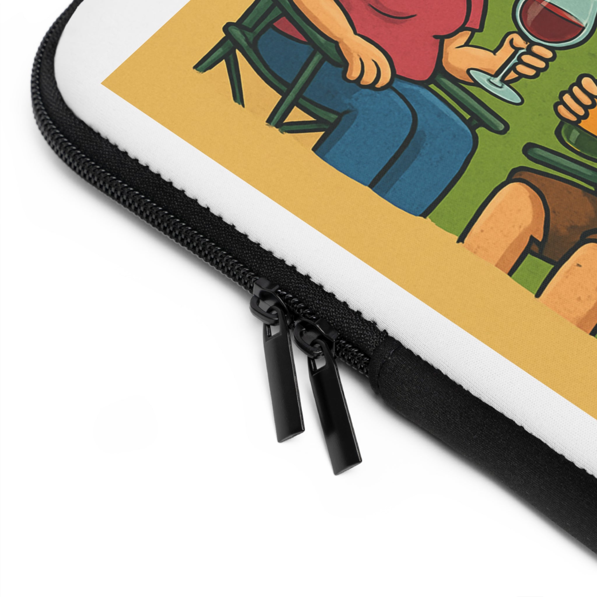 Camping-Themed Laptop Sleeve, Life is Fine with Camping and Wine, Travel Accessory, Gift for Campers, Eco-Friendly Tech Case