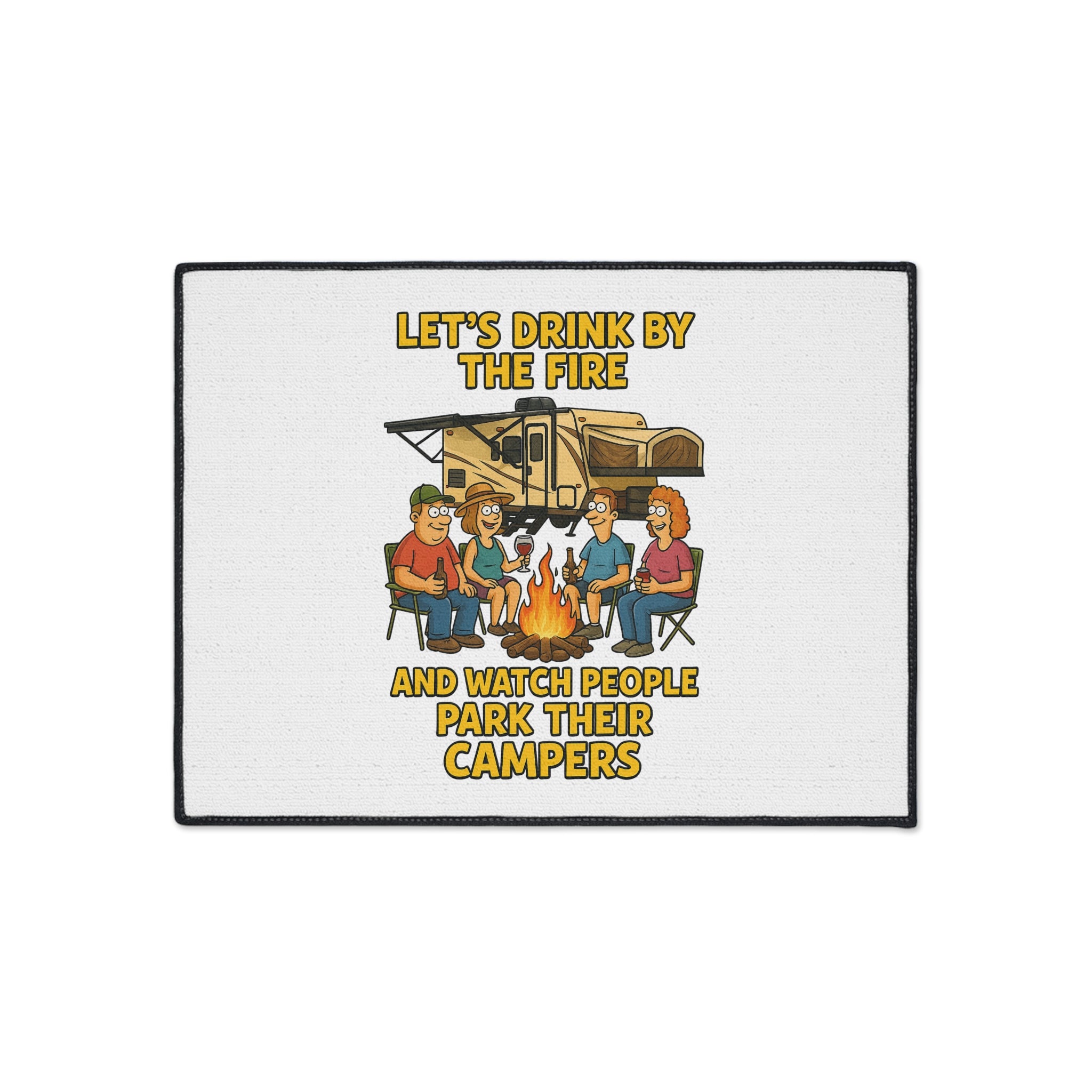 Camper-Themed Heavy Duty Floor Mat for Outdoor Gatherings, RV Decor, Camping Accessories, BBQ Parties, Fire Pit Mat