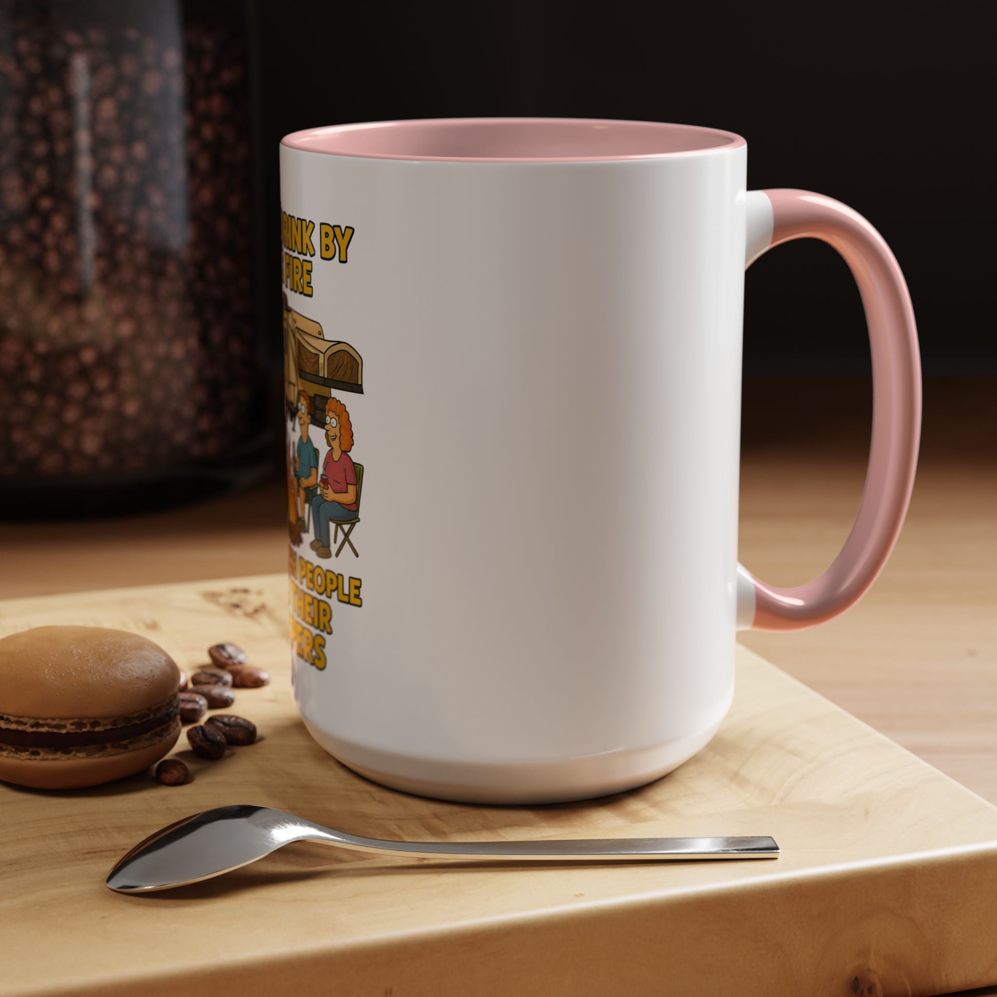 Campfire Accent Coffee Mug, Camping Gift, Outdoor Adventure Mug, RV Lovers Coffee Cup, Relaxing by the Fire