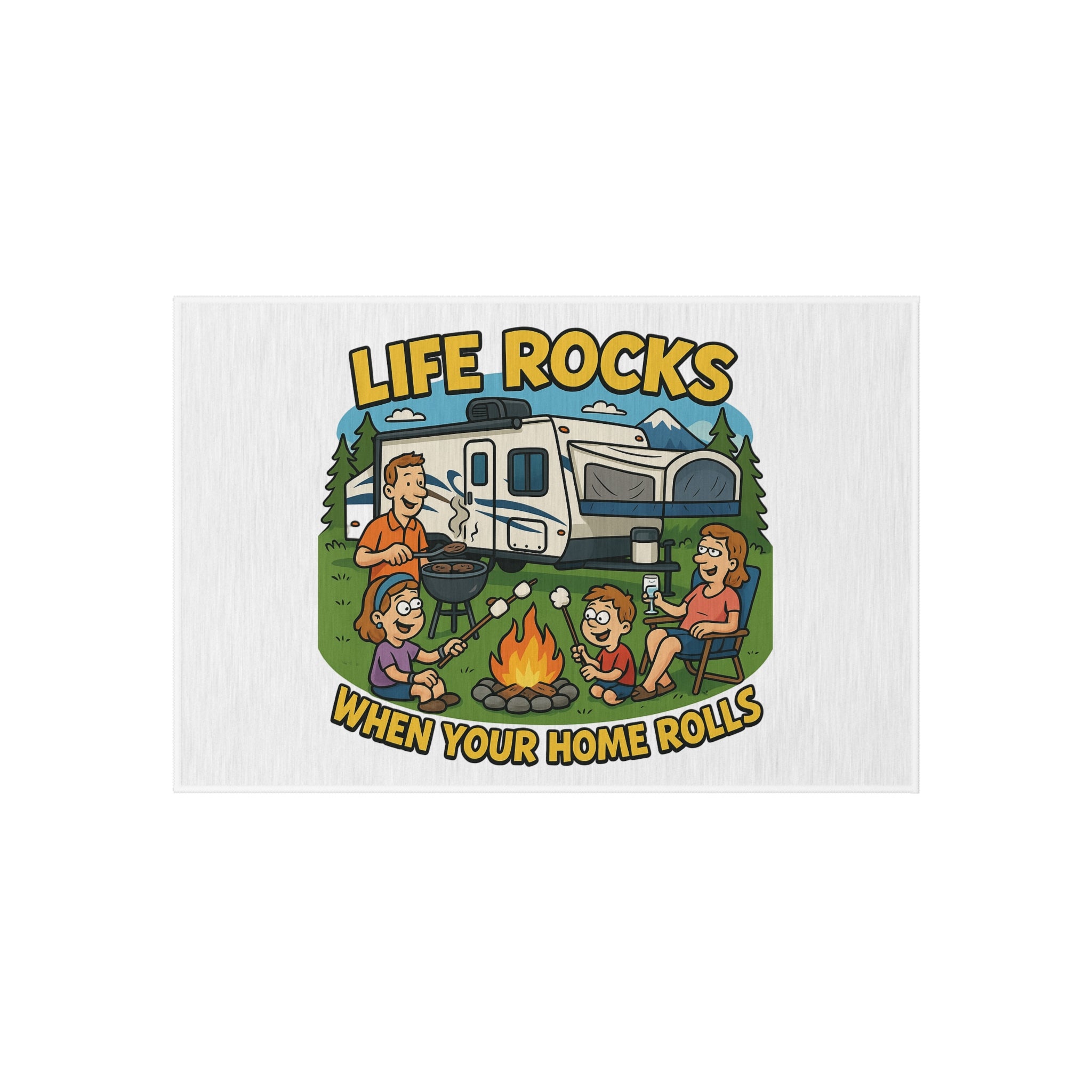 RV Life Outdoor Rug, Camping Decor Mat, Funny Welcome Home Rug, Patio Area Rug, Lightweight Outdoor Carpet