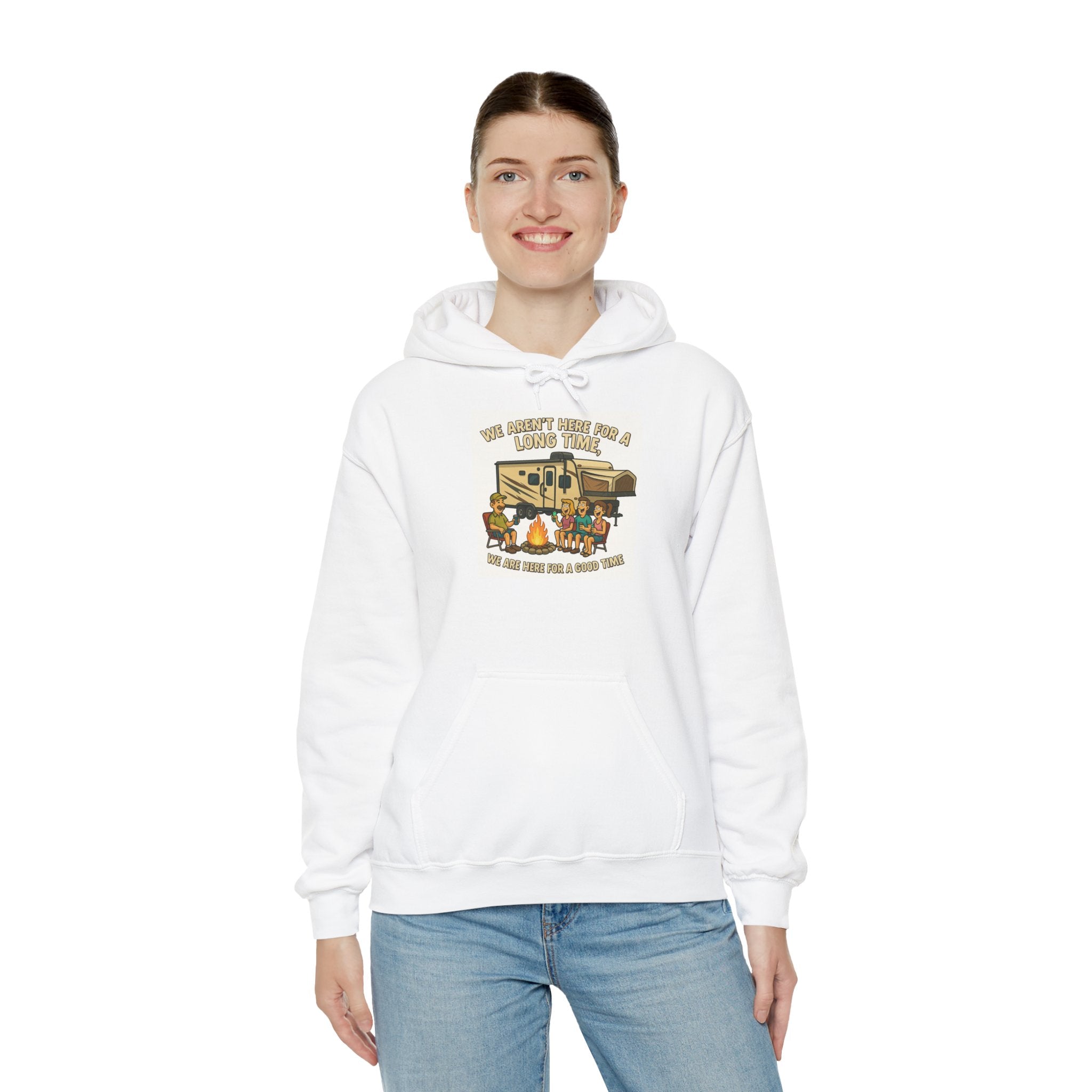 Adventure Awaits Graphic Hoodie - We aren't here for a long time, we are here for a good time