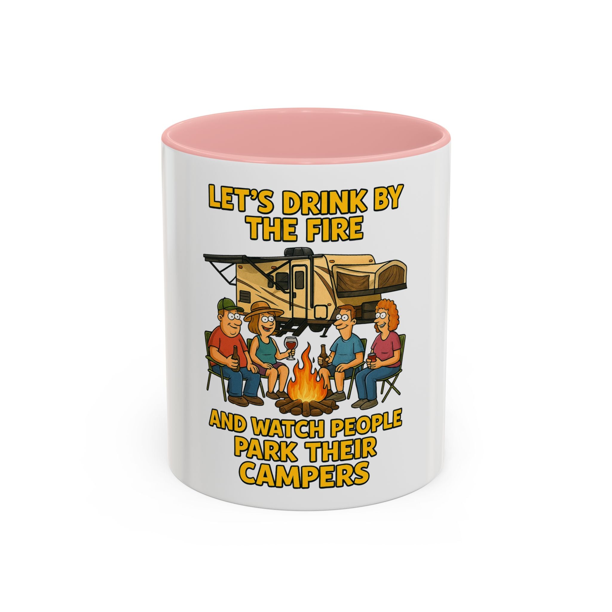 Campfire Accent Coffee Mug, Camping Gift, Outdoor Adventure Mug, RV Lovers Coffee Cup, Relaxing by the Fire