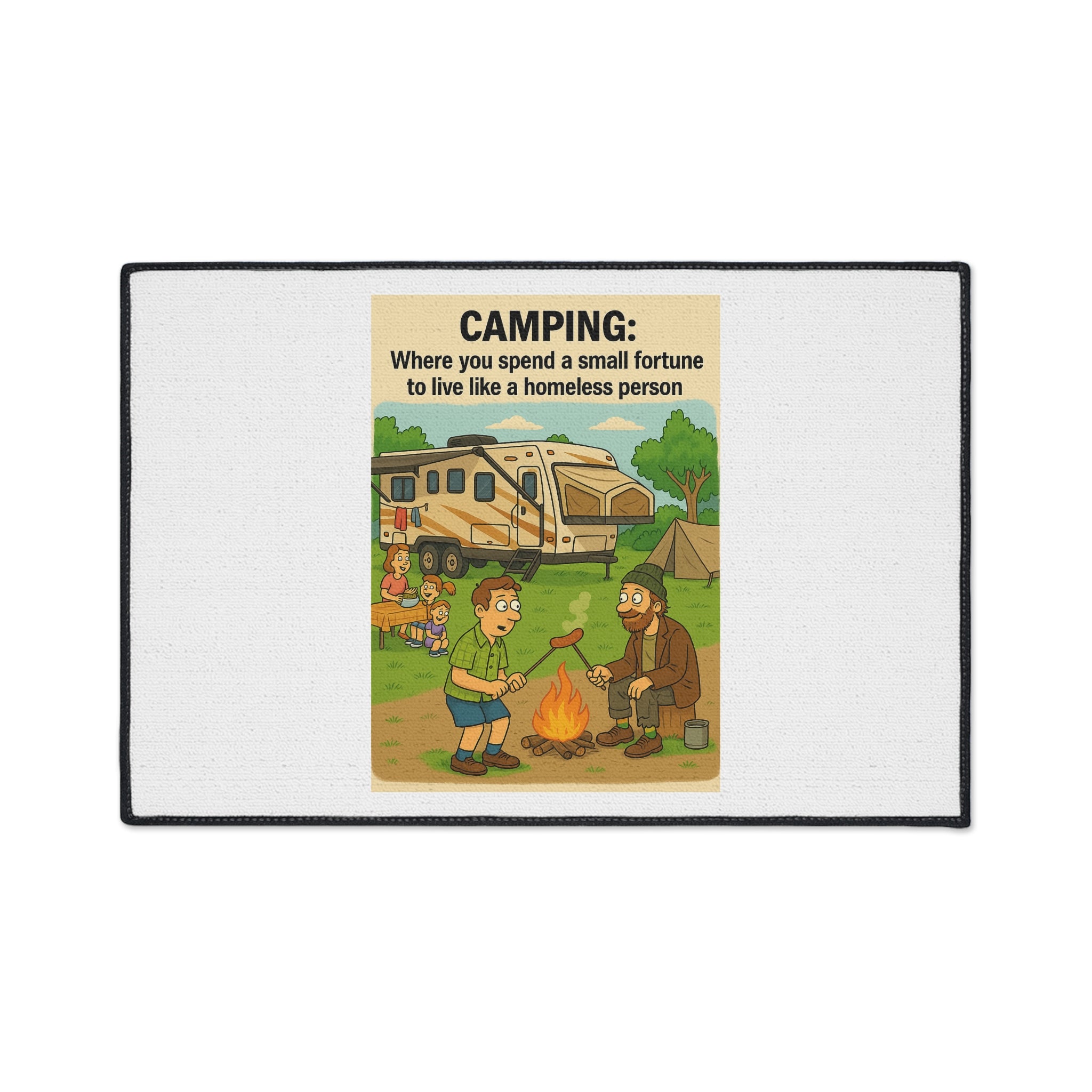 Camping-Themed Heavy Duty Floor Mat | Outdoor Rug, Camping Decor, Funny Home Accessory, RV Mat, Adventure Flooring