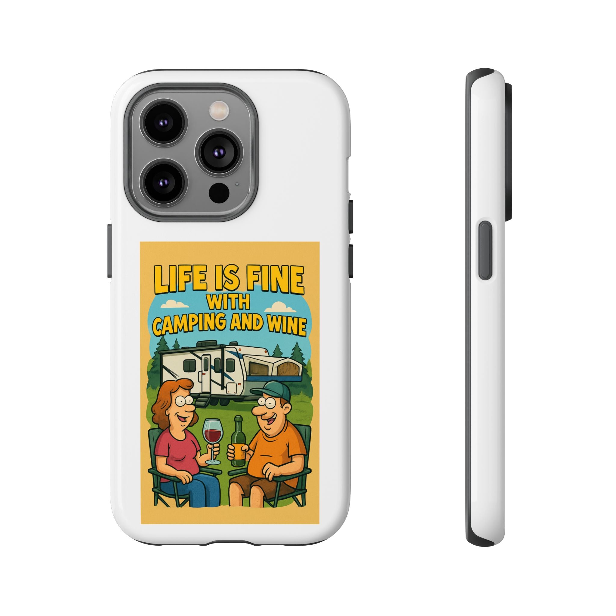 Camping & Wine Phone Case, Outdoor Adventure Accessory, Fun Gift for Campers, Summer Travel Essential, RV Lover Present