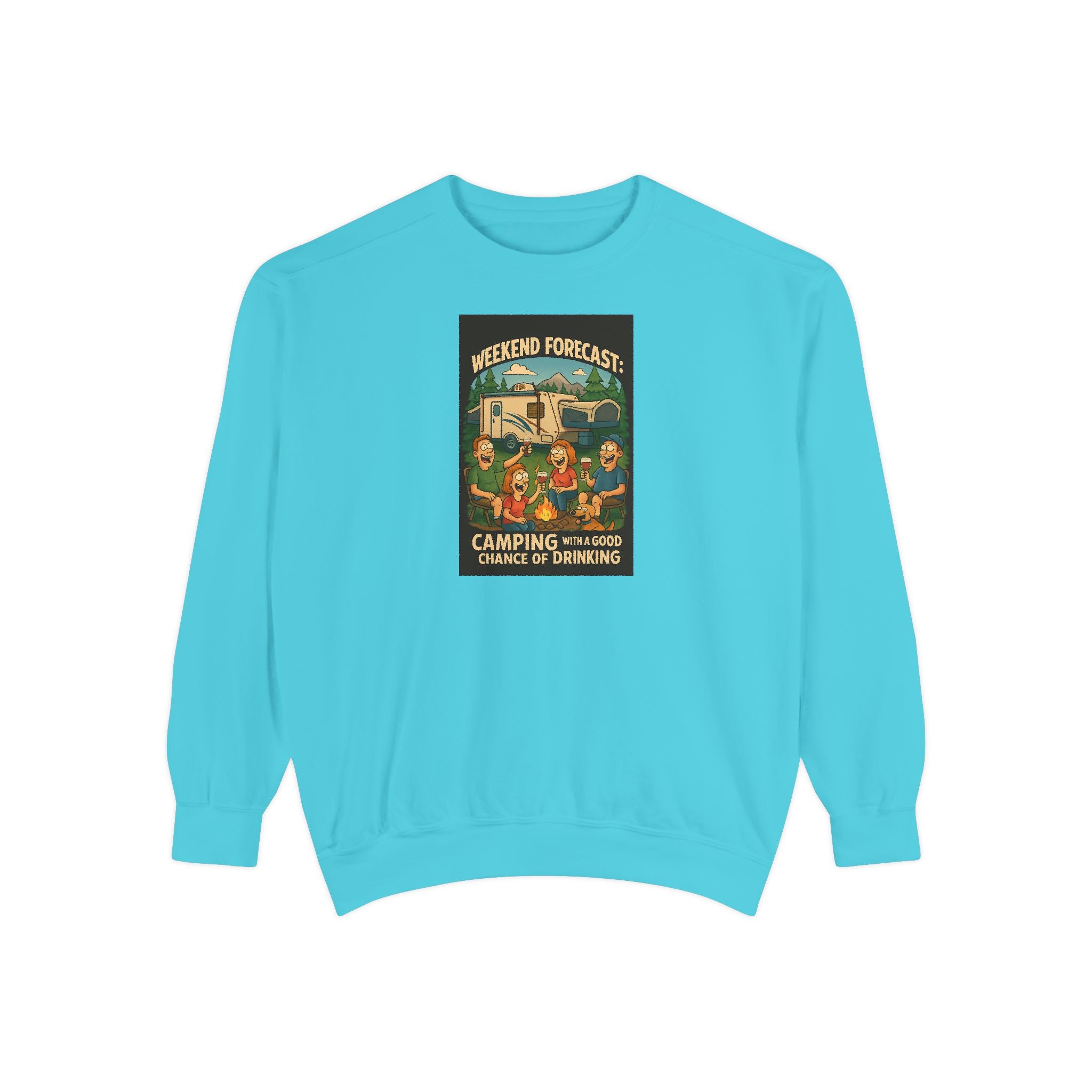 Weekend Forecast Camping Sweatshirt, Cozy Unisex Sweatshirt, Gift for Campers, Outdoor Adventure Apparel, Relaxed Fit Sweatshirt