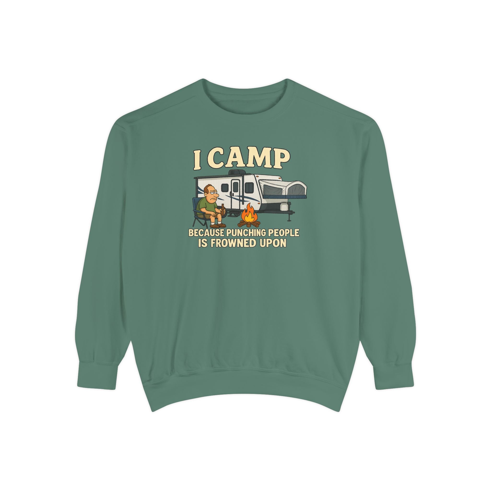 I Camp Unisex Garment-Dyed Sweatshirt - Cozy Camping Apparel for Outdoor Lovers