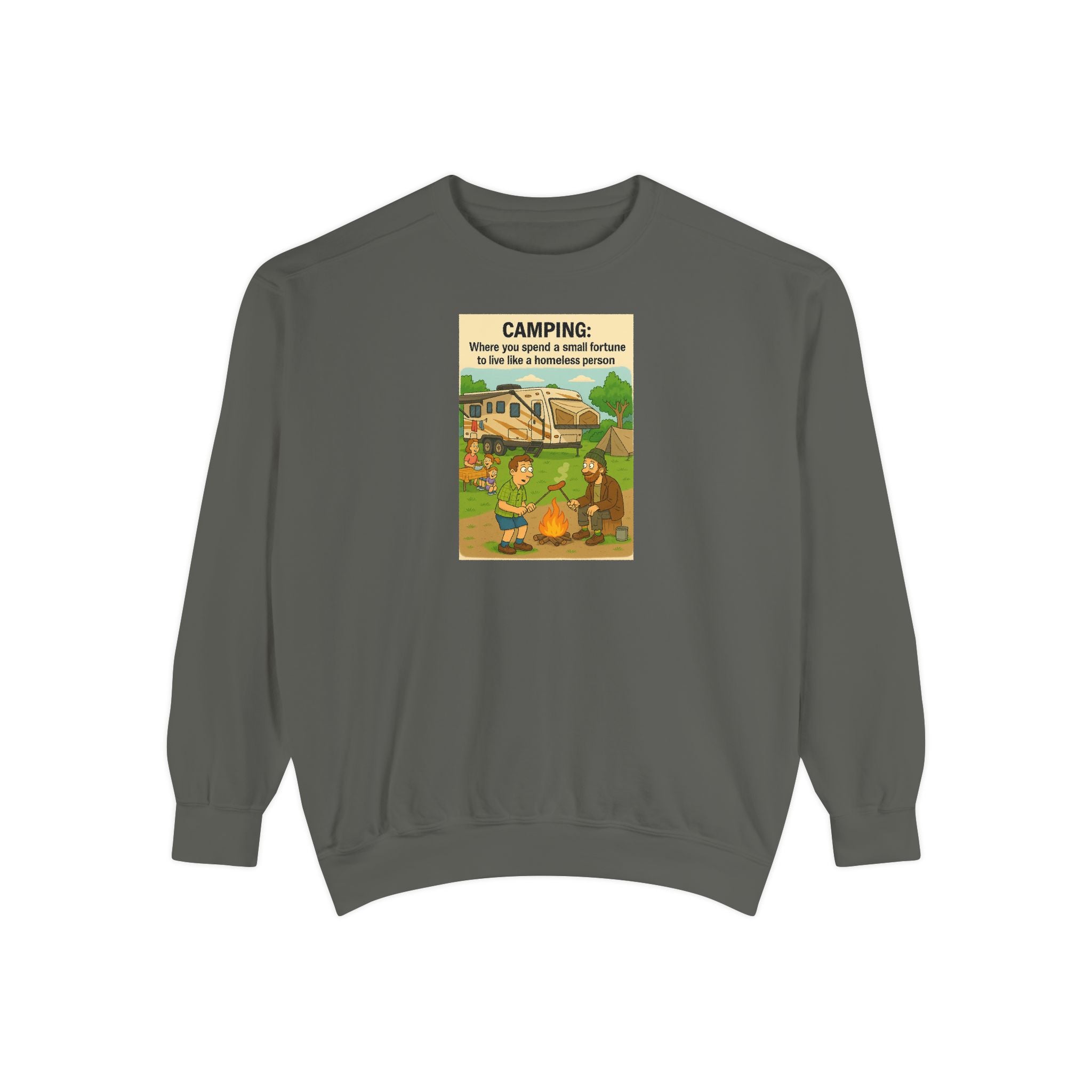 Camping Adventure Sweatshirt, Unisex Garment-DyedPullover, Cozy Casual Wear, Outdoor Enthusiast Gift, Camping Trip Apparel