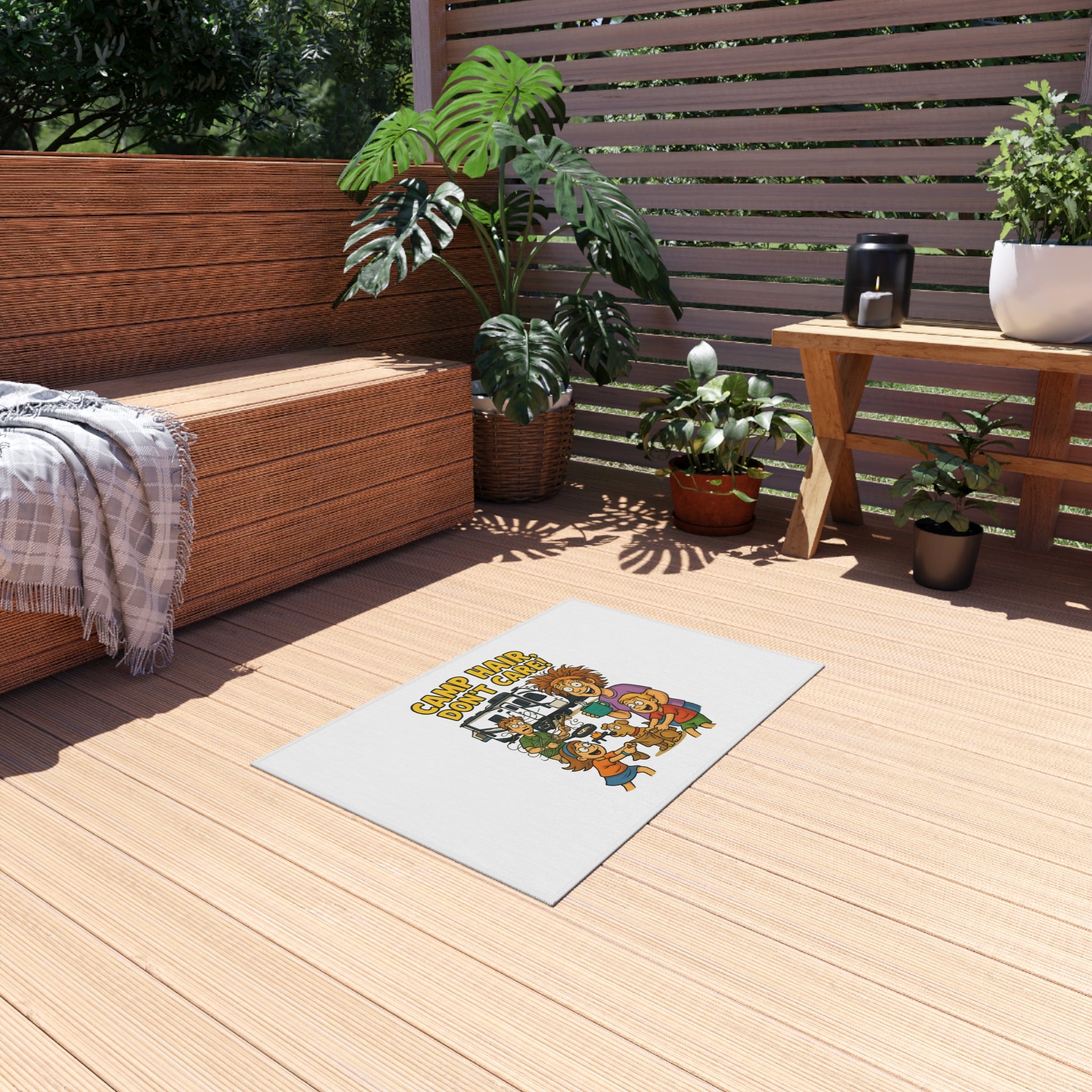 Camp-Themed Outdoor Rug - Perfect for Camping, RV Trips, Beach Days, Front Porch Decor, and Family Gatherings