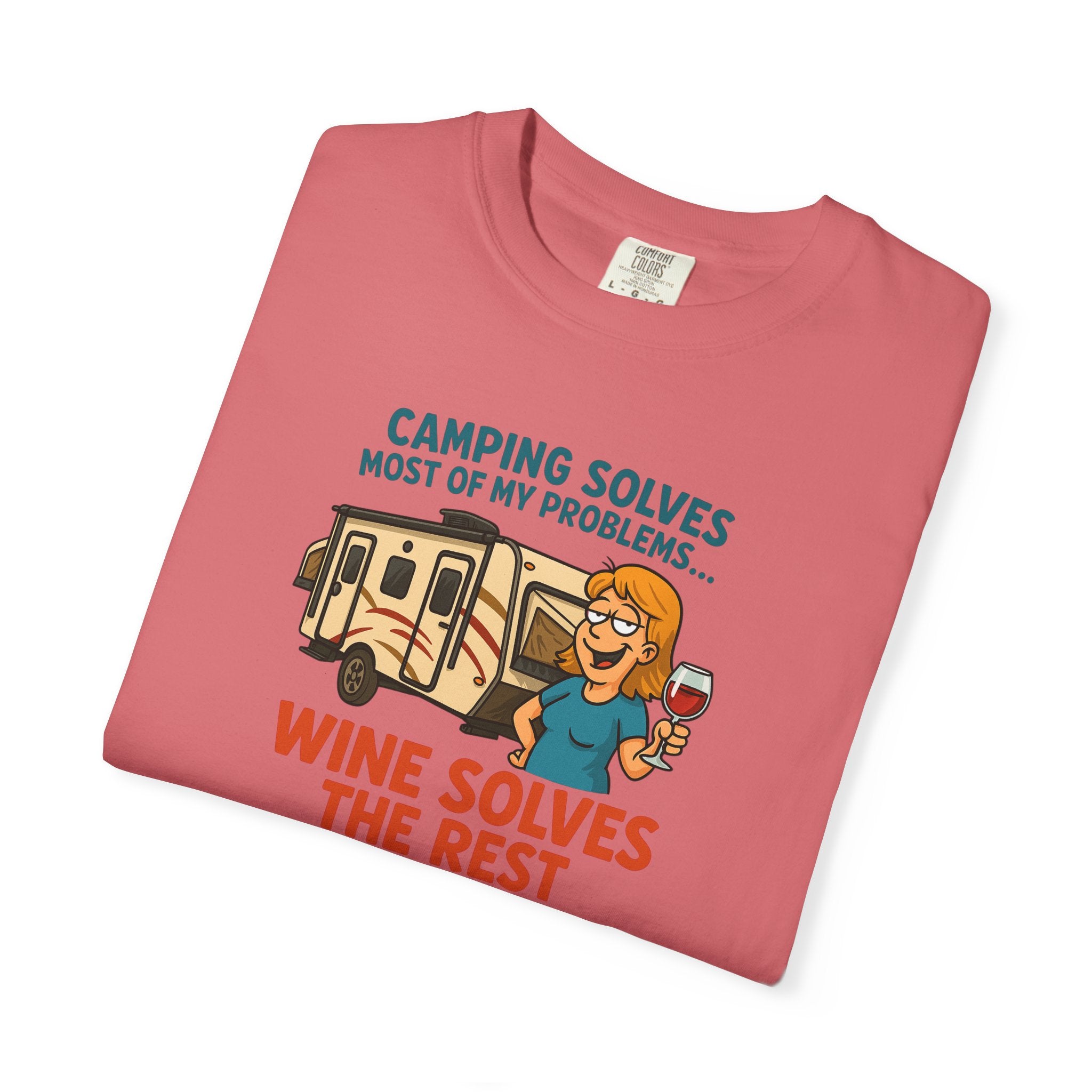 Camping & Wine Unisex T-Shirt, Relaxed Fit Tee, Perfect Gift for Campers, Wine Lovers, Outdoor Enthusiasts, Summer Celebrations
