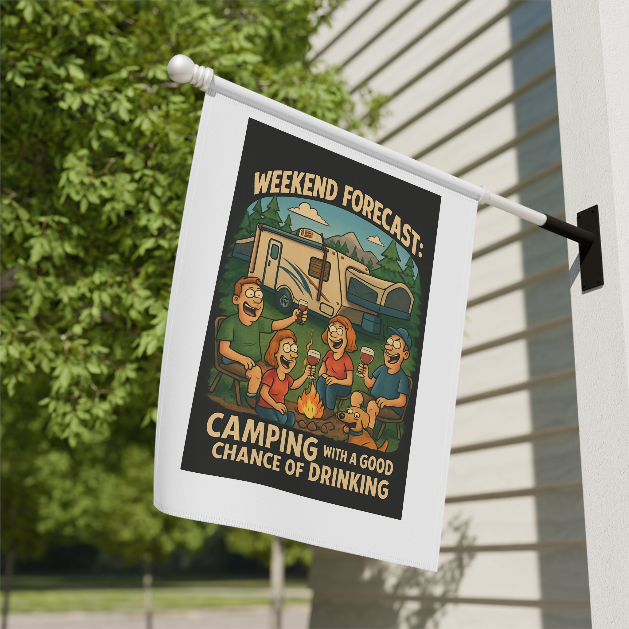 Camping Fun Garden Banner, Outdoor Decor, Patio Flag, Adventure Gift, RV Lovers Home Accent, Weekend BBQ Decoration