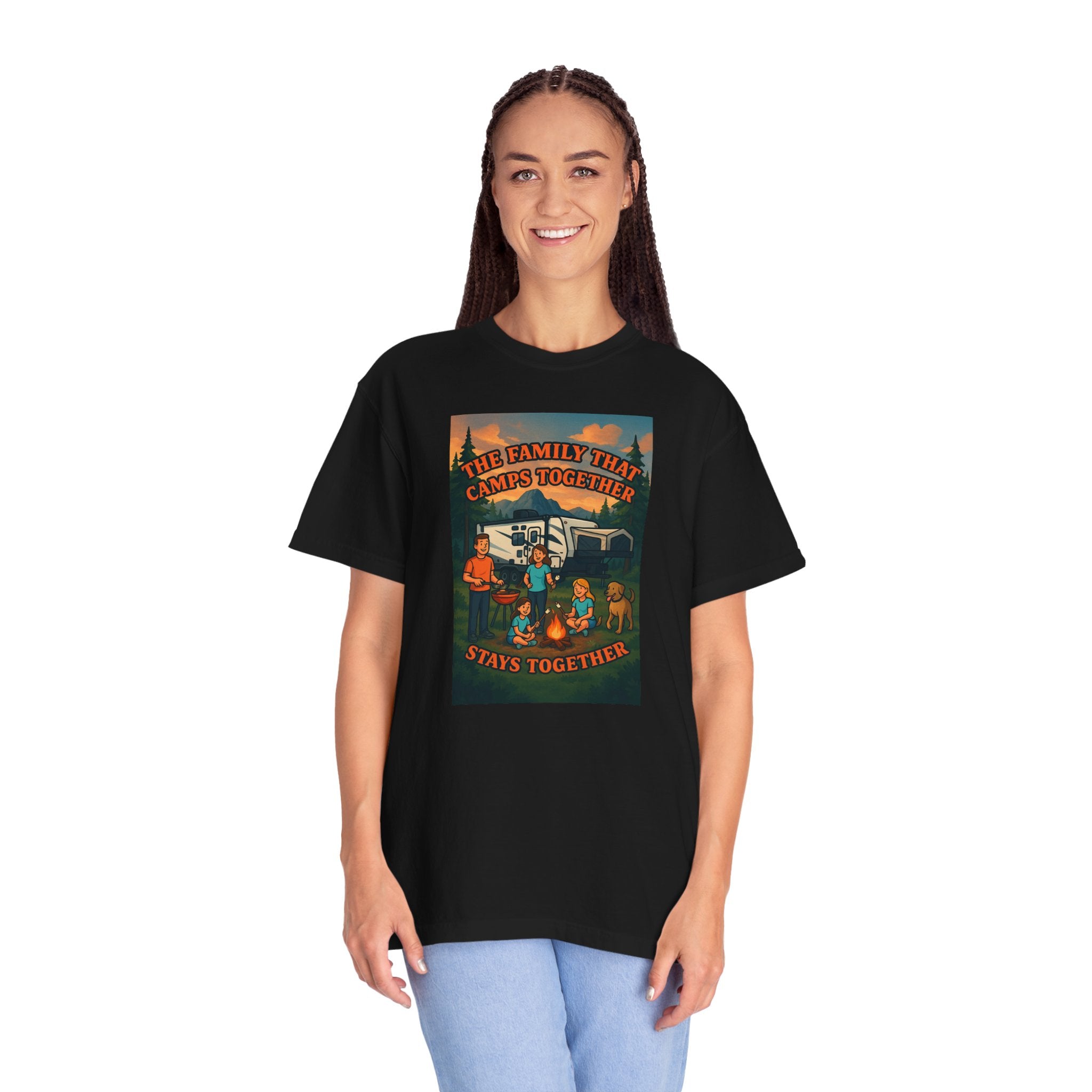 Family Camping T-shirt, Casual Outdoor Tee, Perfect for Family Gatherings, Summer Camp, Gift for Outdoor Lovers, Relaxed Fit Tee