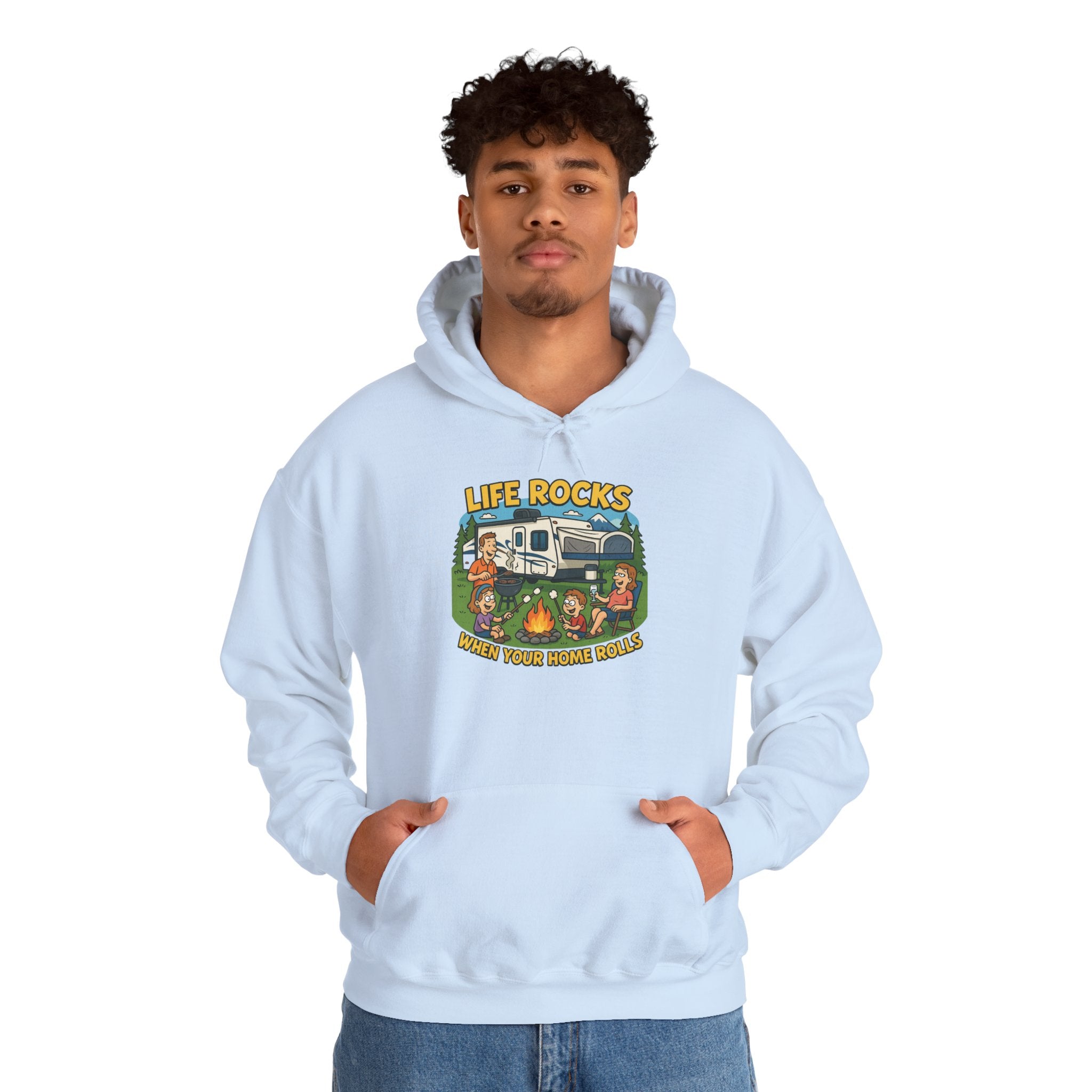 Campfire Adventure Hoodie with Retro Design, Cozy Gift for Outdoor Lovers, Perfect for Camping, Road Trips, and Casual Wear