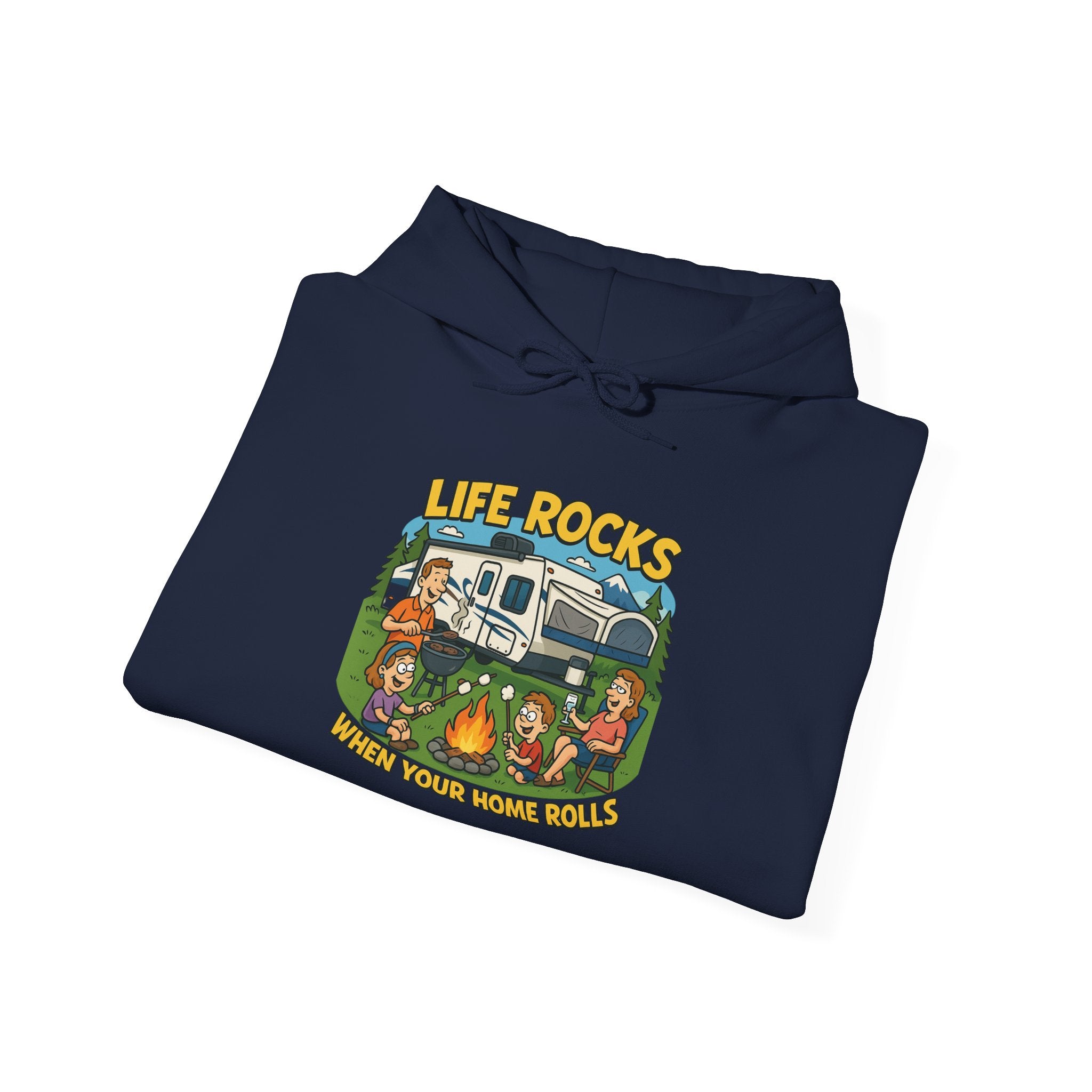 Campfire Adventure Hoodie with Retro Design, Cozy Gift for Outdoor Lovers, Perfect for Camping, Road Trips, and Casual Wear