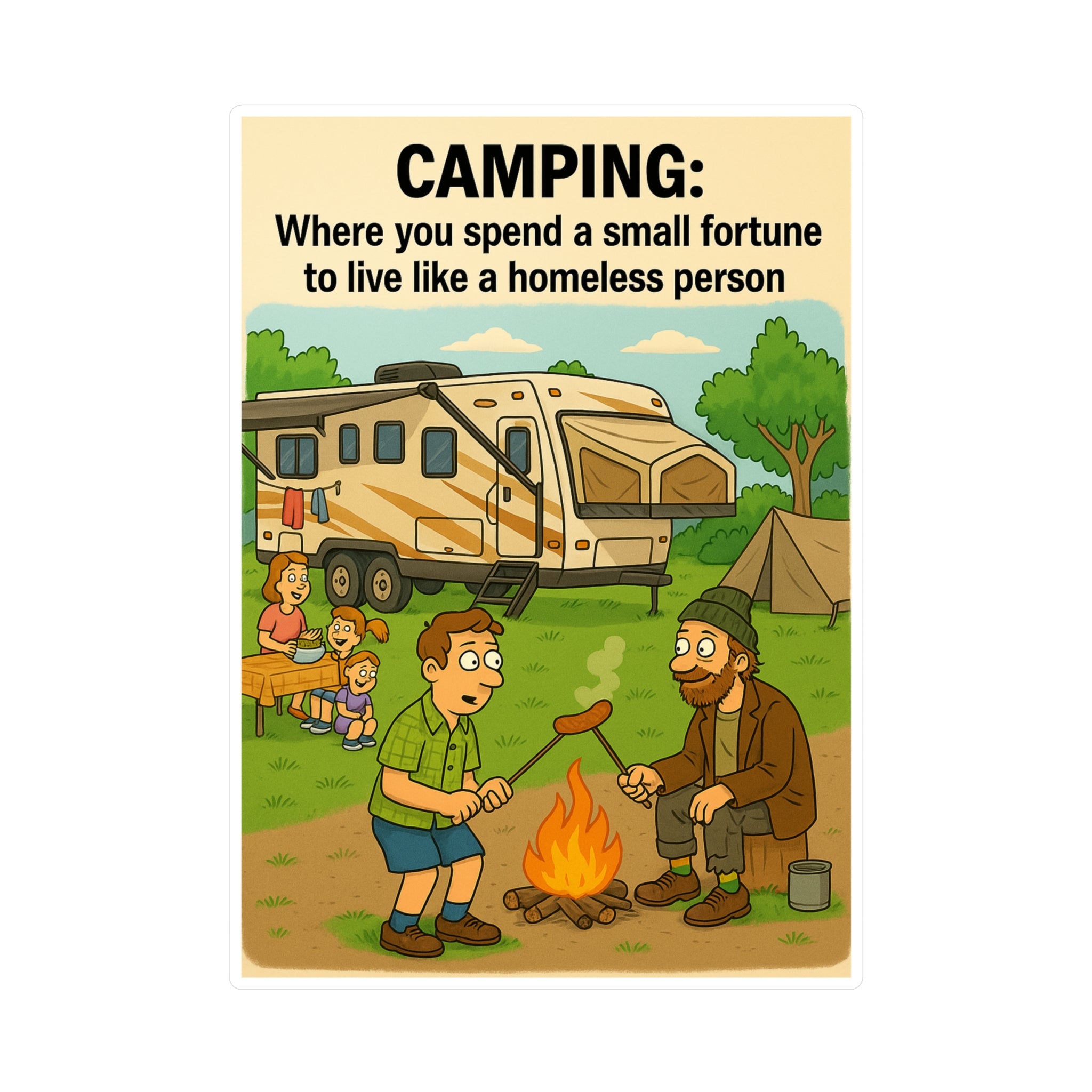 Camping Humor Vinyl Decals, Fun Outdoor Stickers for Campers, Travel Mugs, Car Accessories, Gift for Nature Lovers